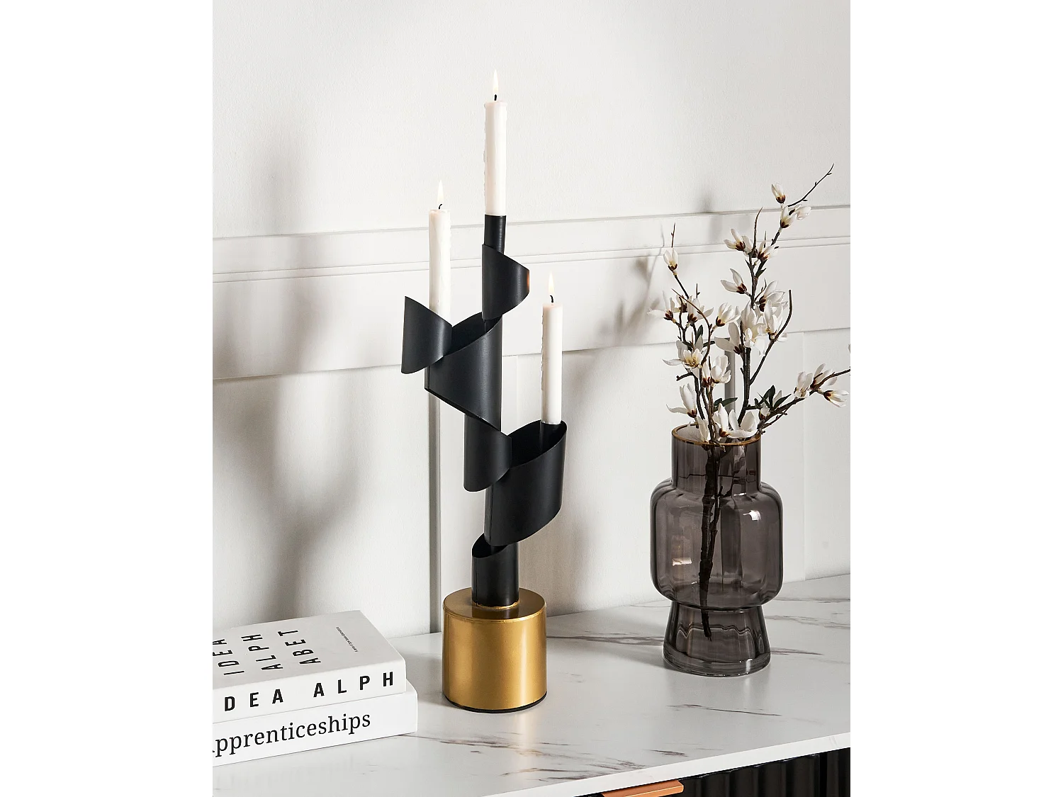 Bougeoir AMILLY Métal 51 cm Noir