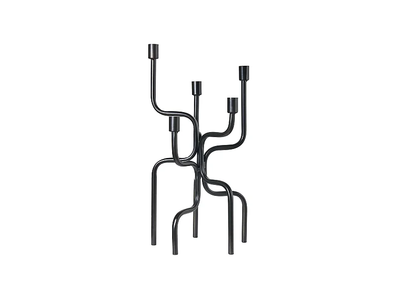 Kerzenhalter für Stabkerzen Metall schwarz 5-armig modern schlicht Porrtela