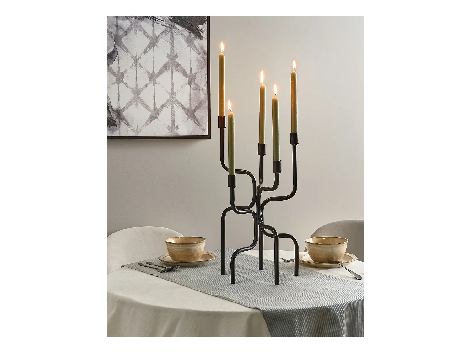 Portacandele PORRTELA Metallo 50 cm Nero