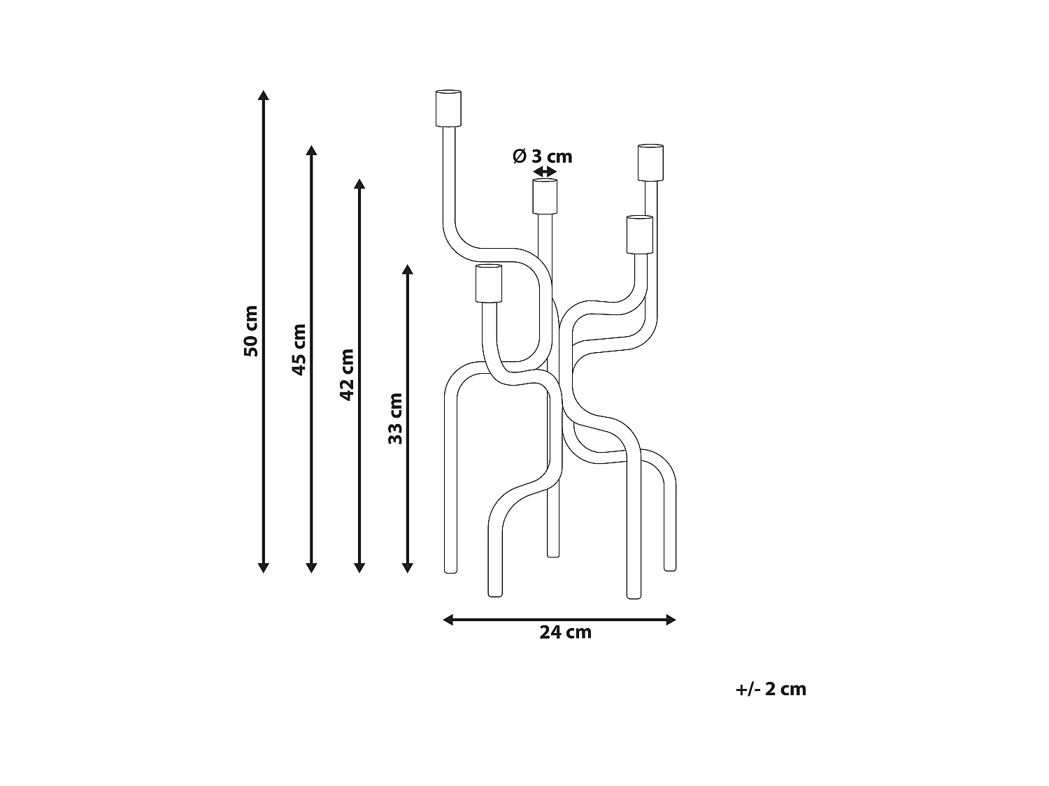 Portacandele PORRTELA Metallo 50 cm Nero