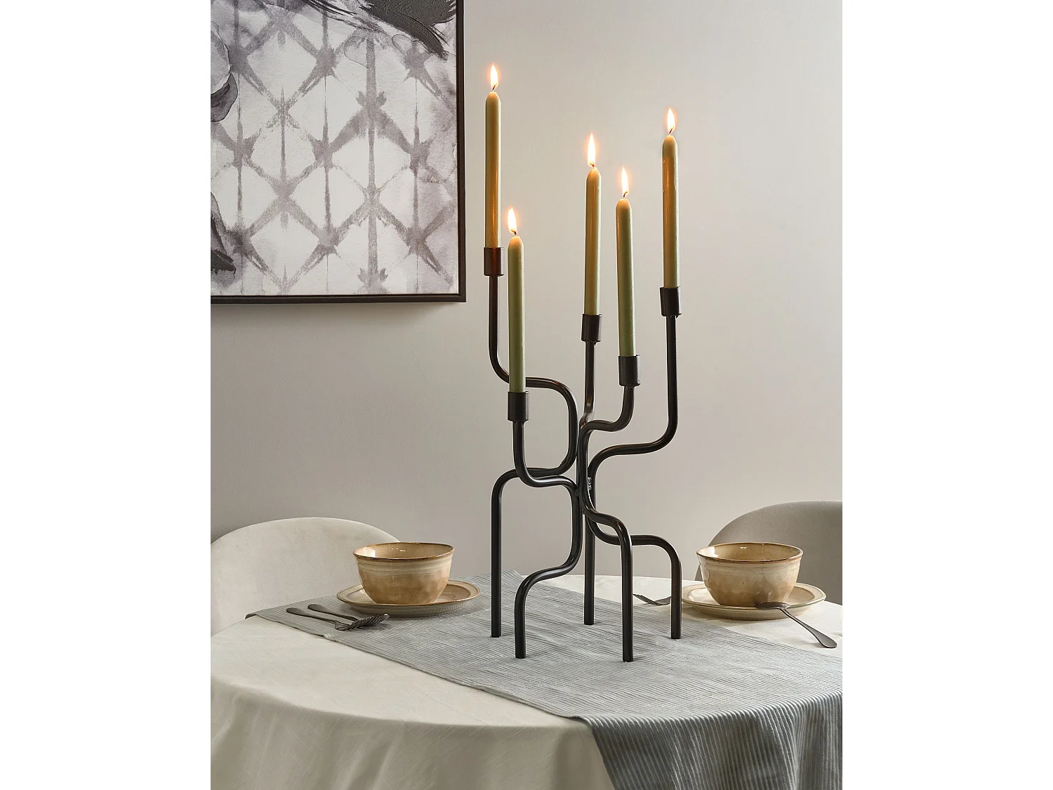 Portacandele PORRTELA Metallo 50 cm Nero