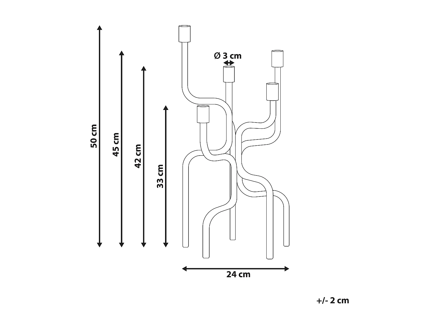 Portacandele PORRTELA Metallo 50 cm Nero