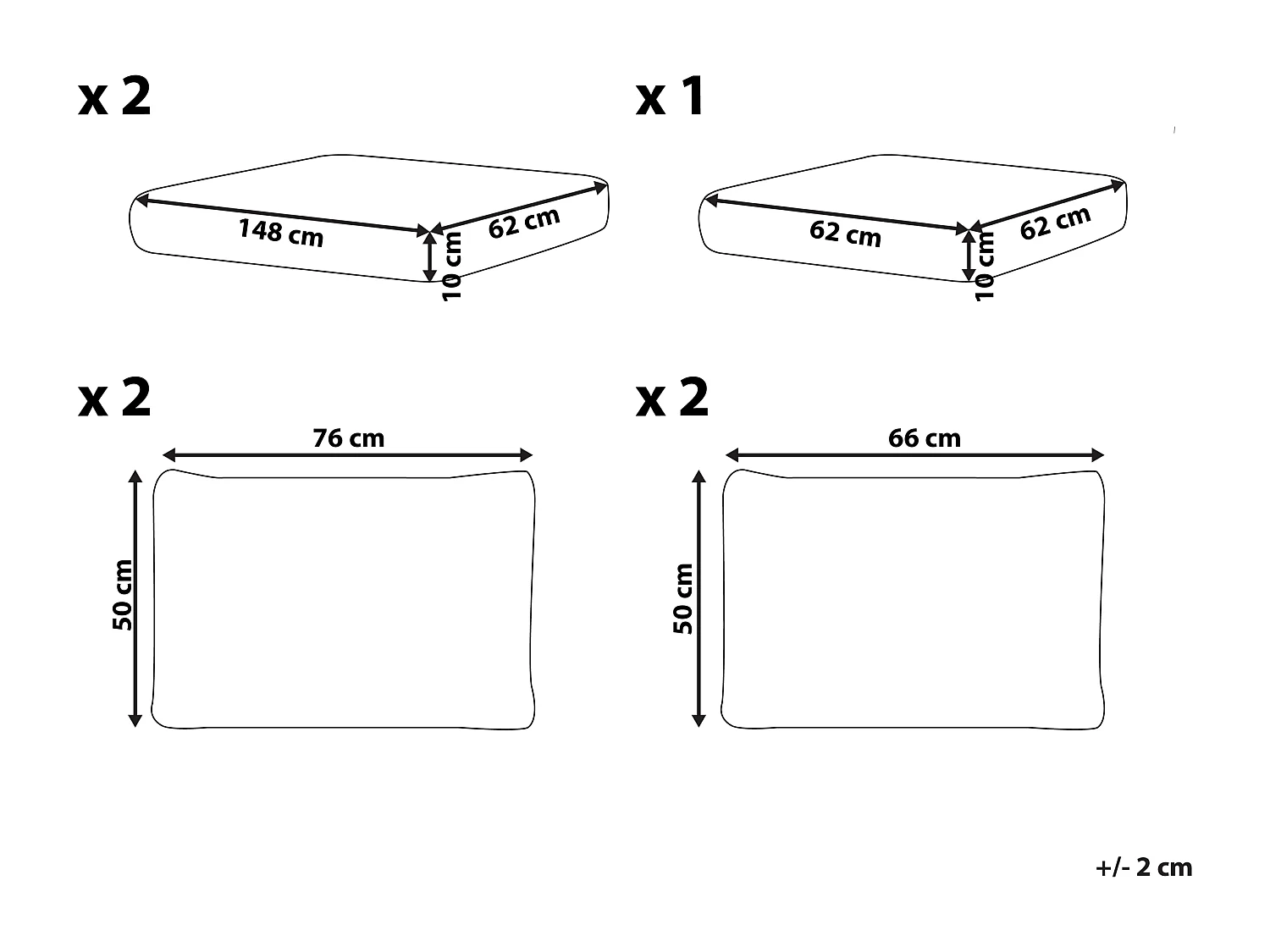 Conjunto de fundas de cojín de exterior CREMONA Blanco crema