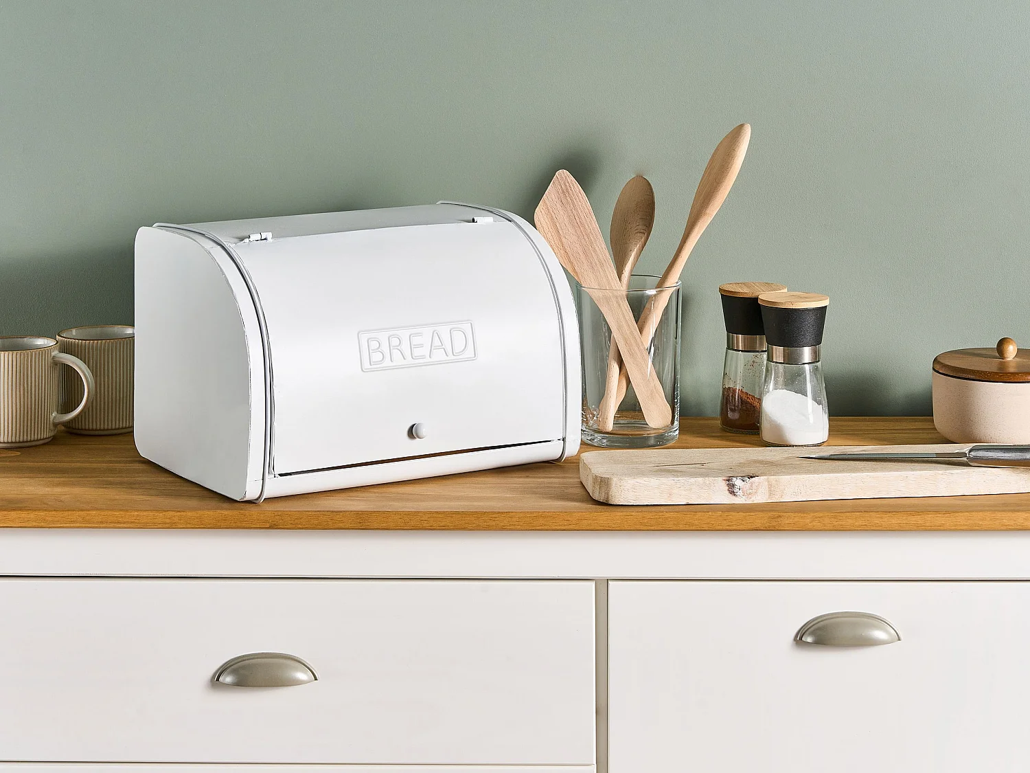 Boîte à pain CAROUBE Métal Blanc