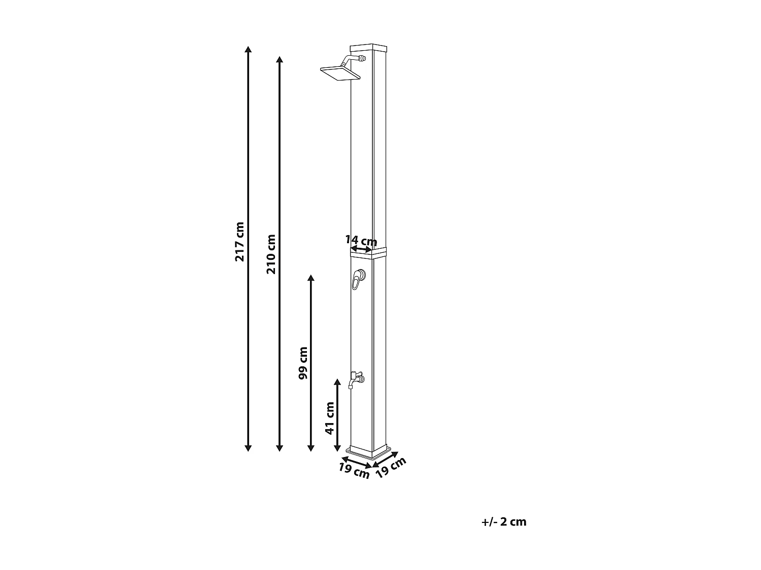 Vrijstaande buitendouche op zonne-energie BUENOS Zwart