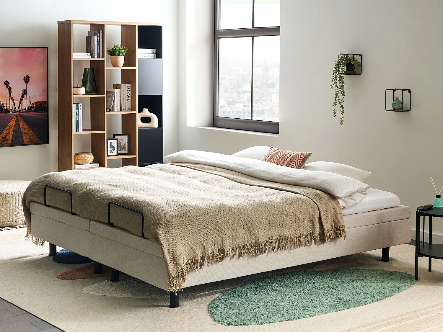 Verstellbares Bett ohne Kopfteil Stoff DUKE II 180 x 200 cm Hellbeige