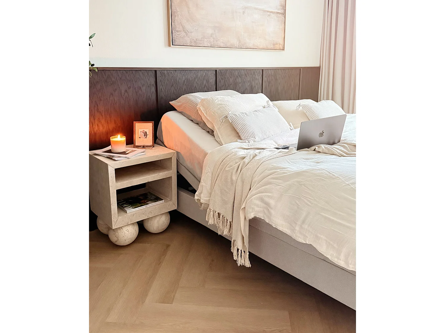 Letto regolabile senza testiera Tessuto DUKE II 180 x 200 cm Beige chiaro