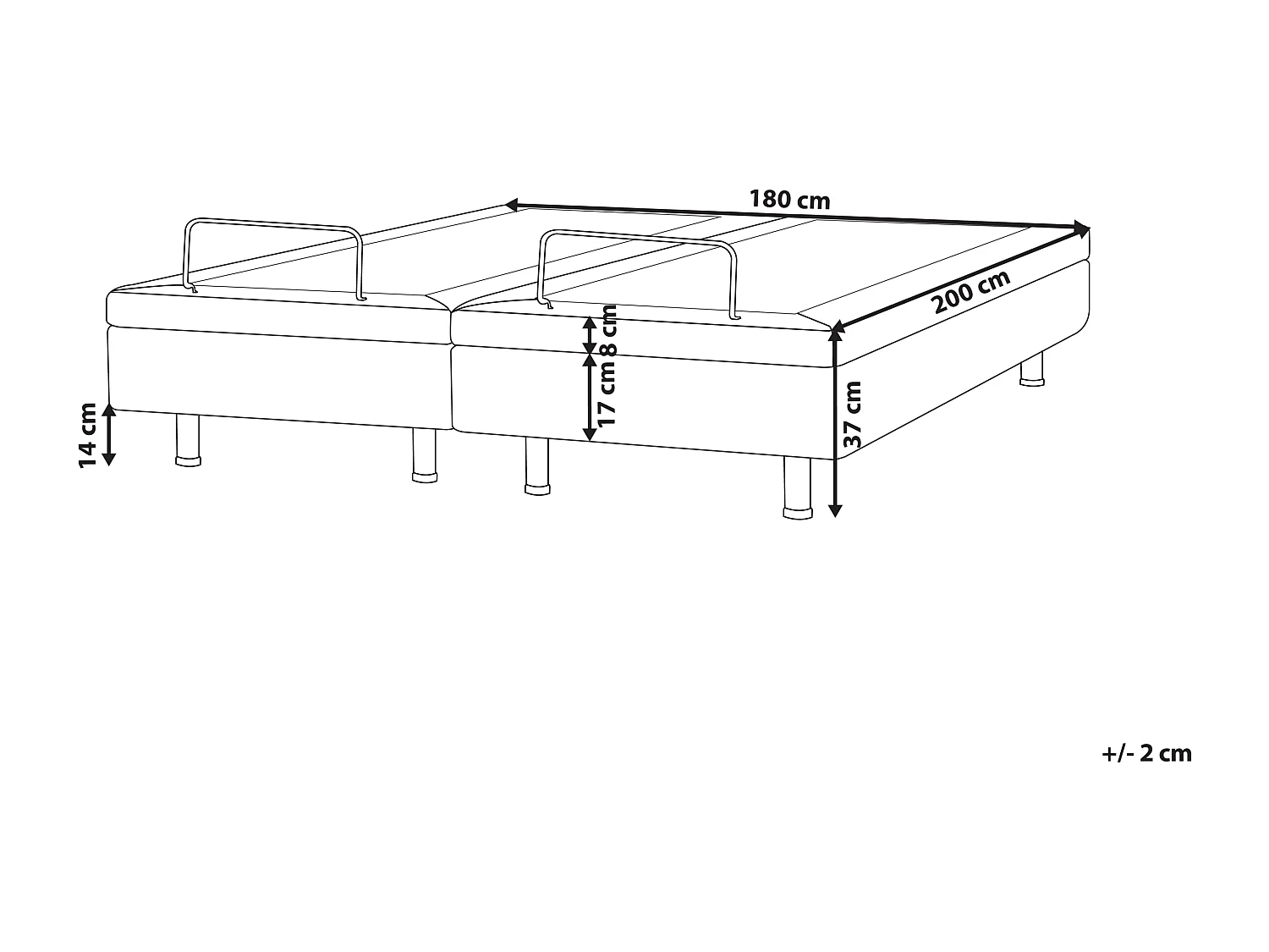 Verstelbaar bed zonder hoofdbord Stof DUKE II 180 x 200 cm Lichtbeige