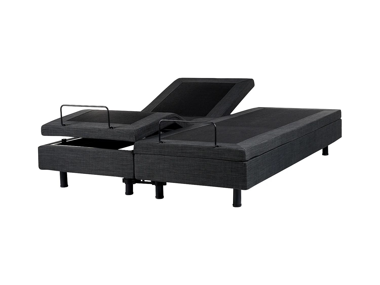 Lit réglable sans tête de lit Tissu DUKE 160 x 200 cm Gris foncé