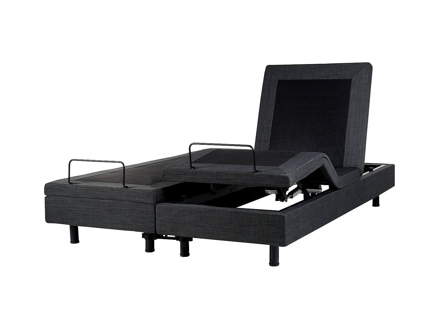 Lit réglable sans tête de lit Tissu DUKE 160 x 200 cm Gris foncé