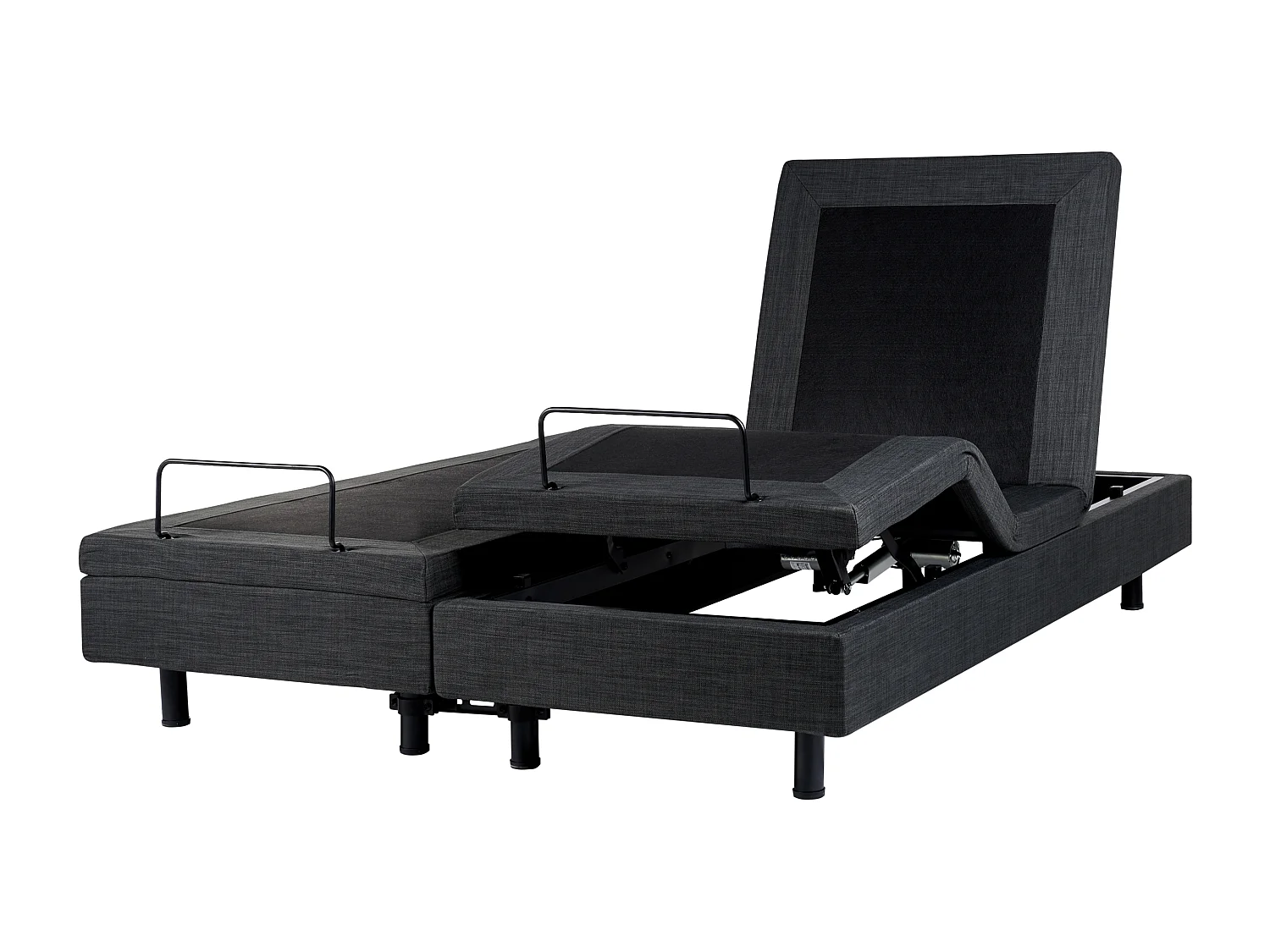 Lit réglable sans tête de lit Tissu DUKE 160 x 200 cm Gris foncé