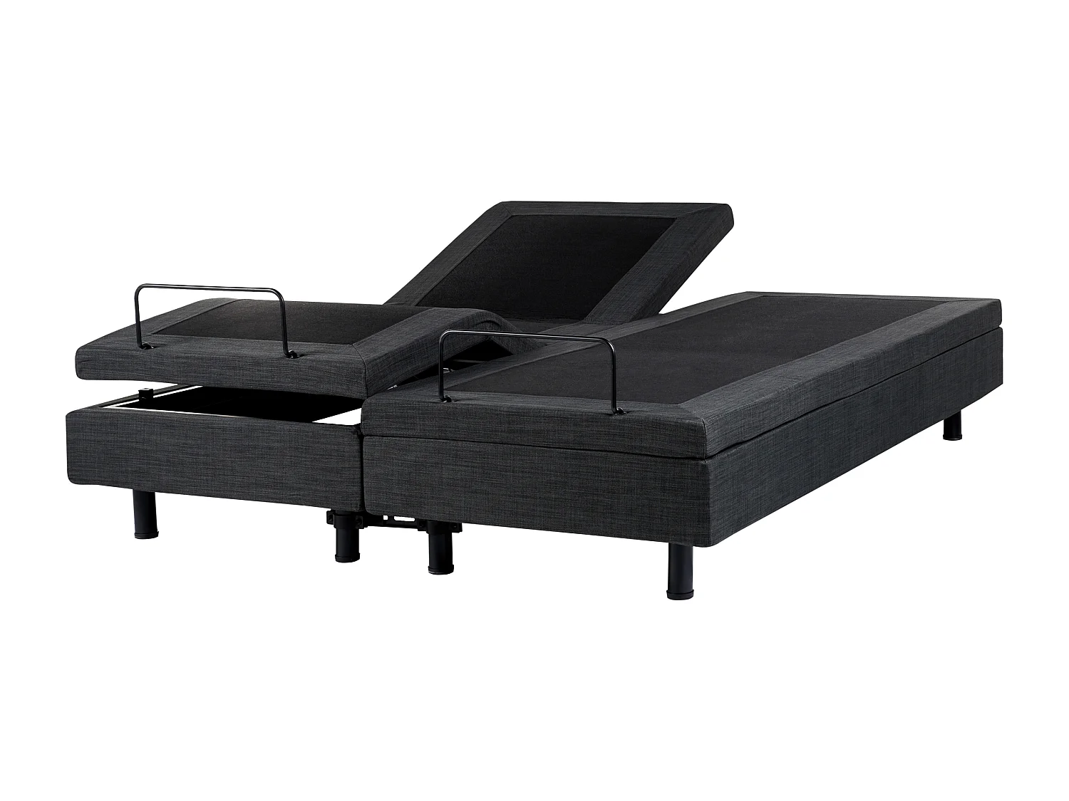 Lit réglable sans tête de lit Tissu DUKE 160 x 200 cm Gris foncé