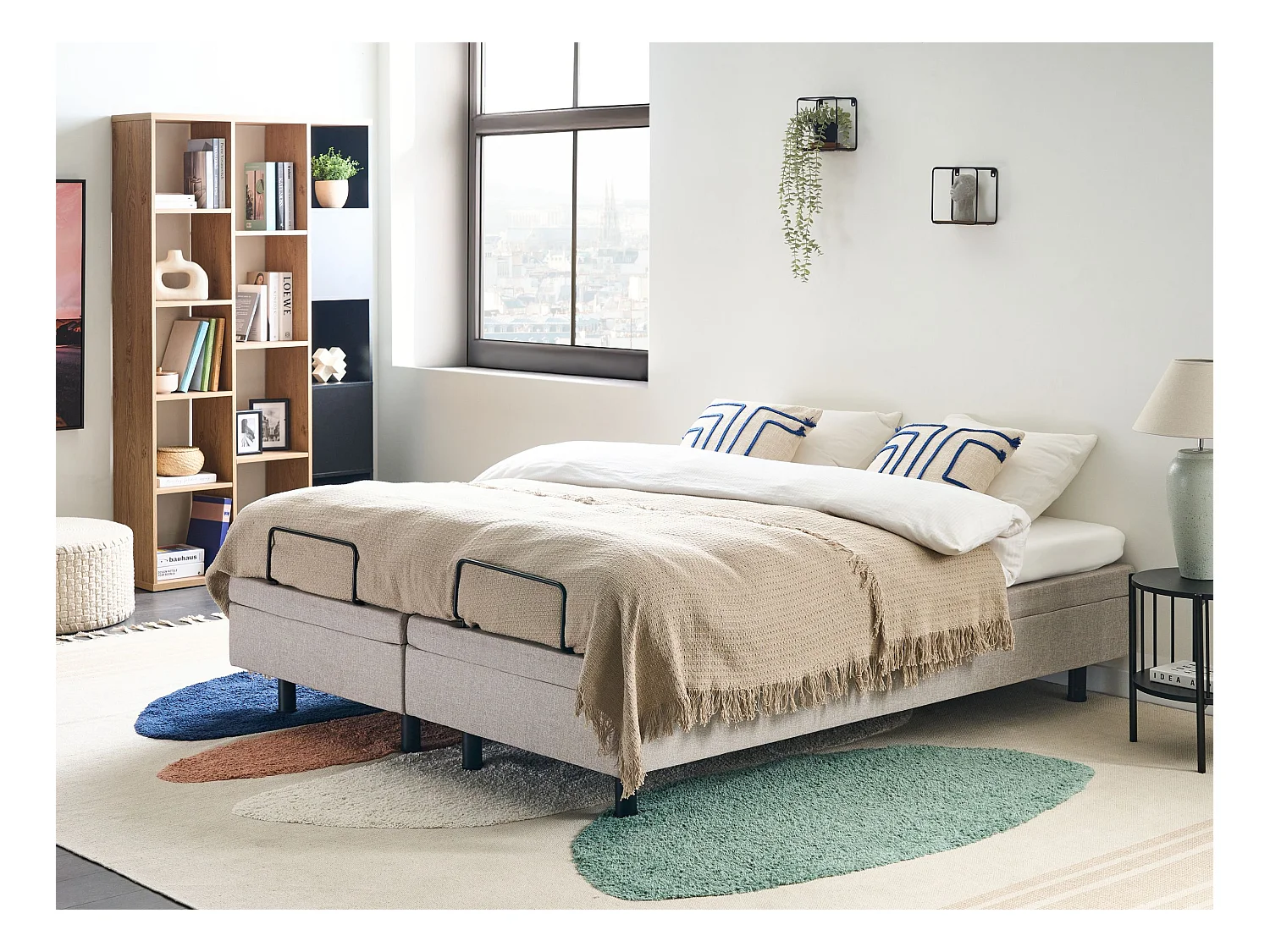 Lit réglable sans tête de lit Tissu DUKE 160 x 200 cm Beige