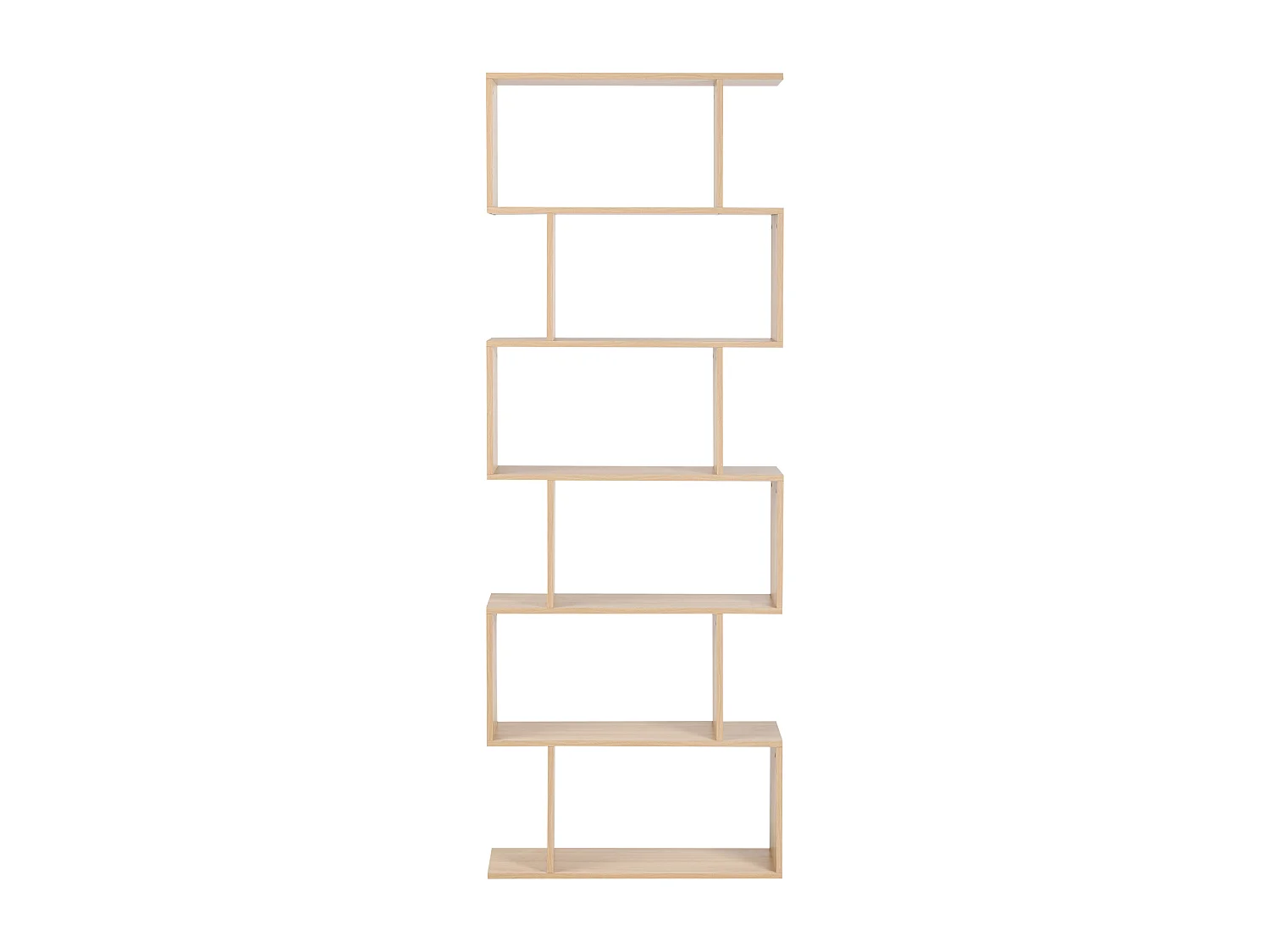 Bücherregal mit 6 Fachböden aus Spanplatte, offene Rückseite, minimalistisches Design, hellbraun Valdosa