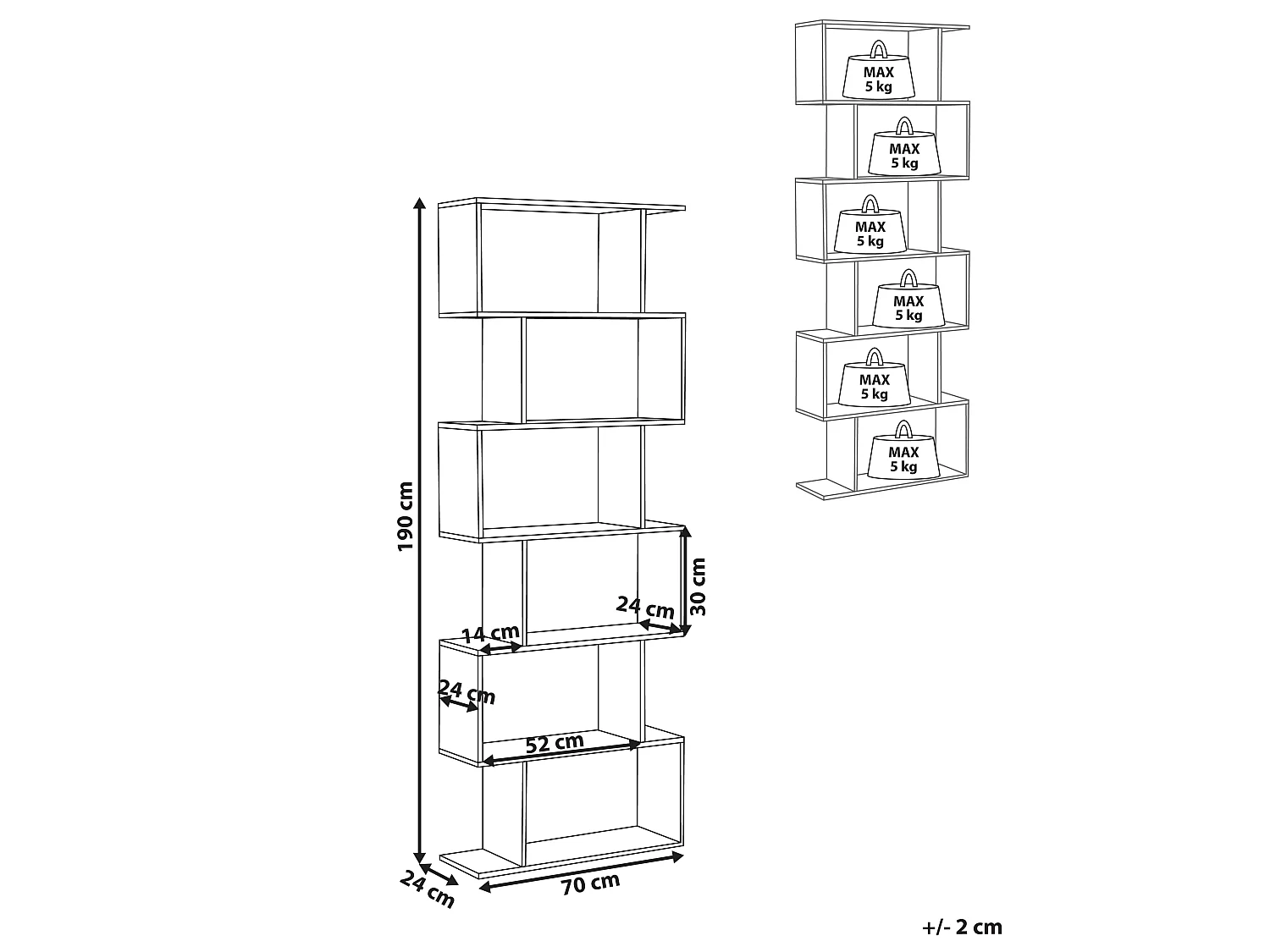 6 Tier Bookcase VALDOSA 190 cm Light Brown