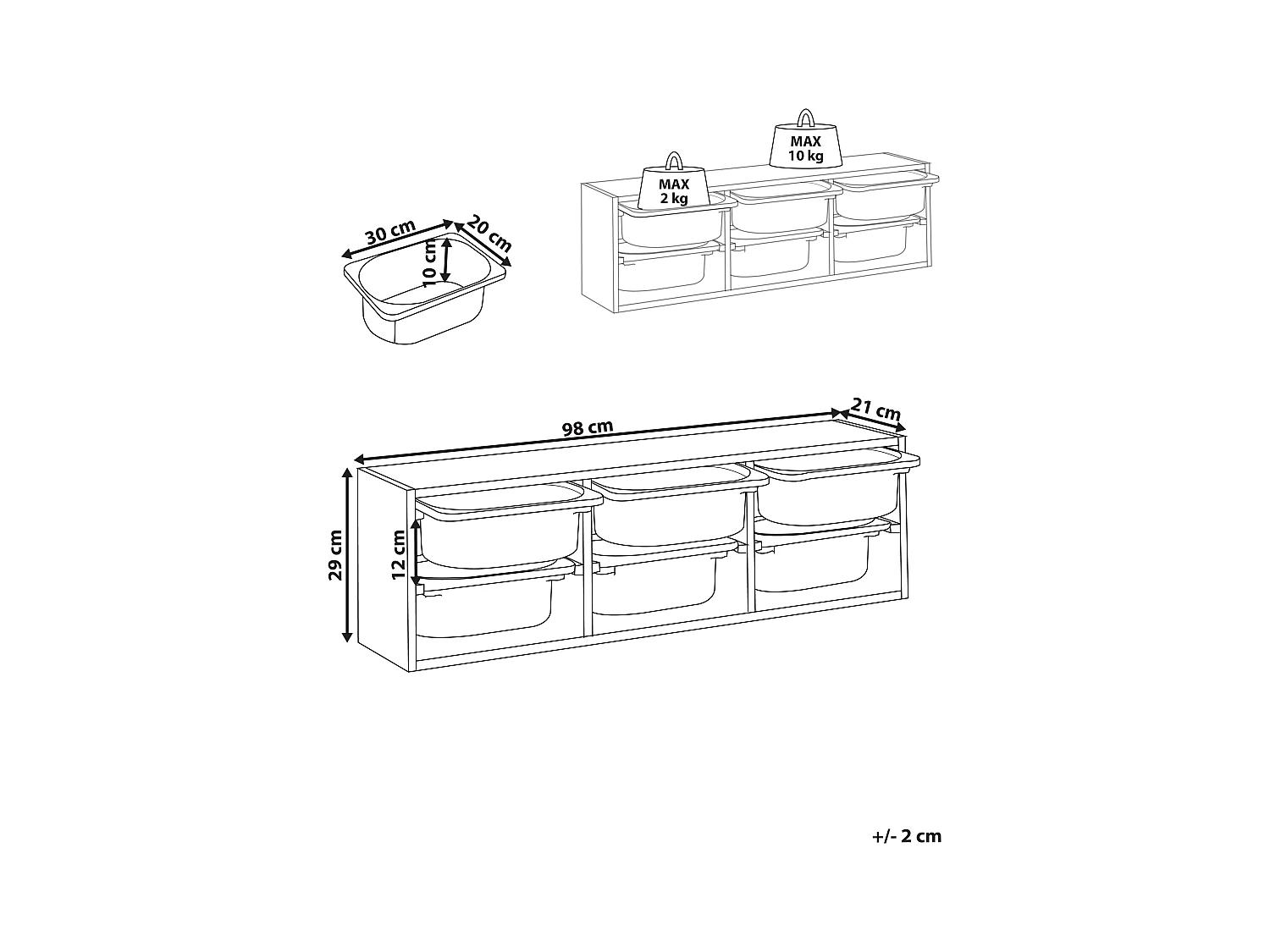 Étagère murale avec bacs de rangement TOBIN Blanc