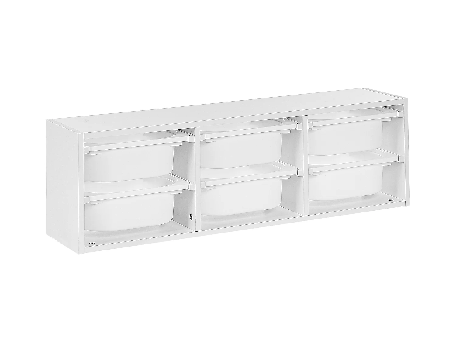 Originelles Wandregal mit 6 Boxen und Schubladen Kinderzimmer Spanplatte Kunststoff Weiß Tobin