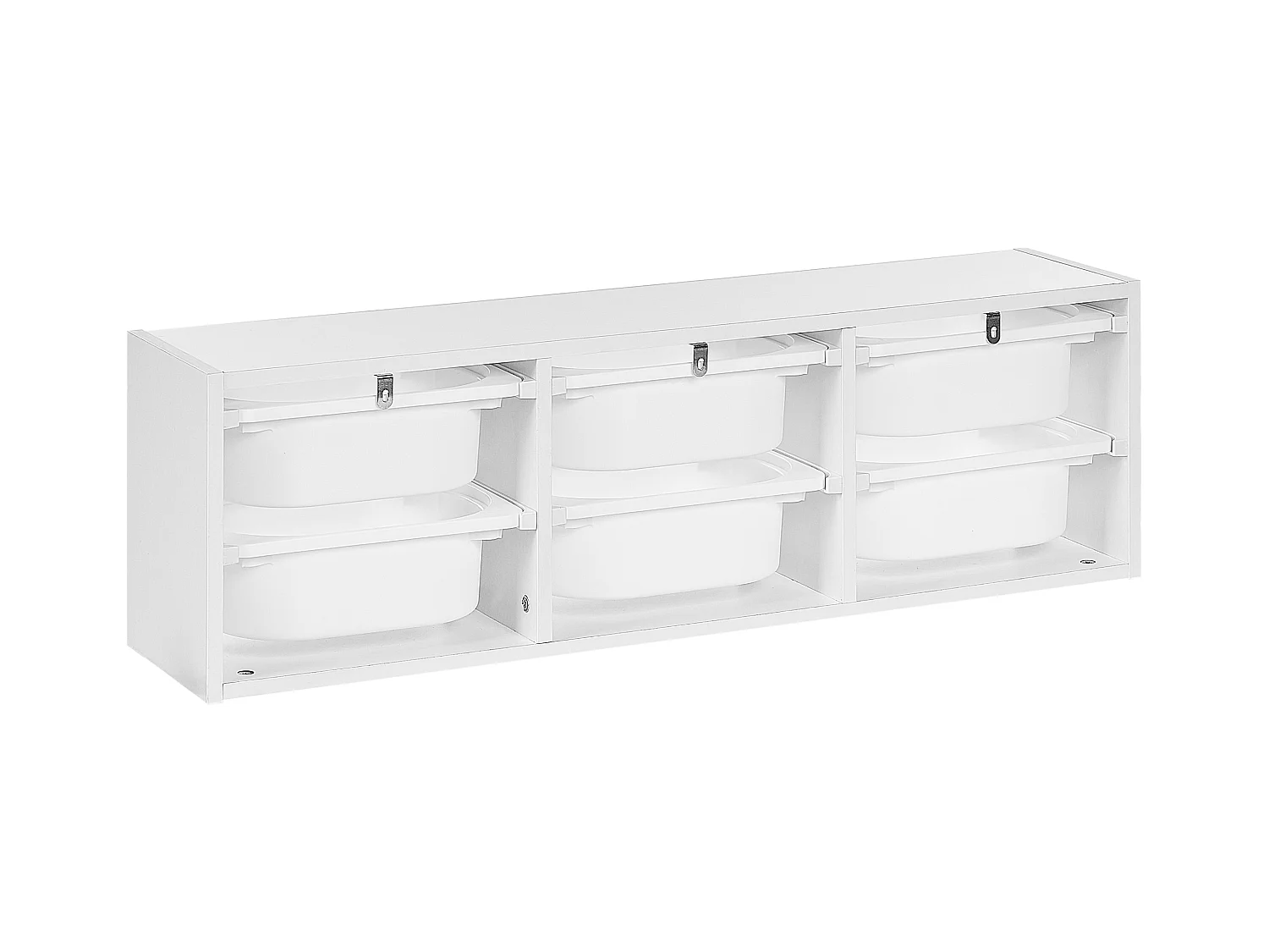 Originelles Wandregal mit 6 Boxen und Schubladen Kinderzimmer Spanplatte Kunststoff Weiß Tobin