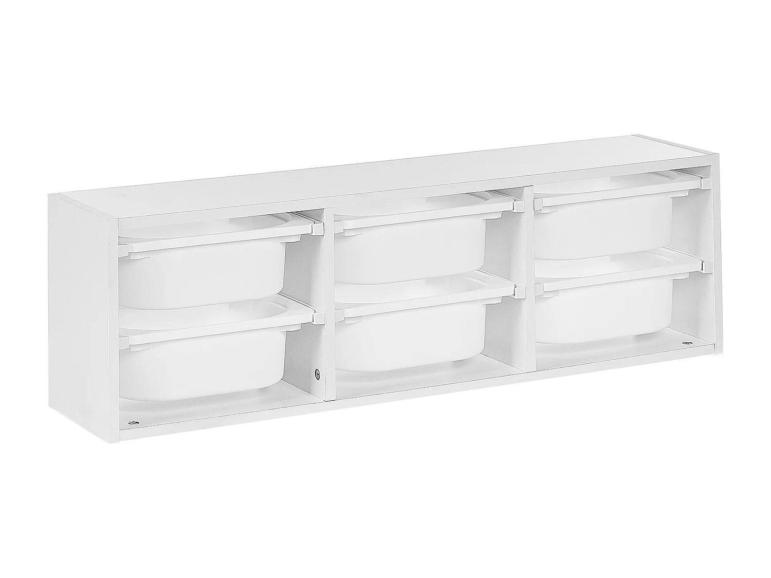 Originelles Wandregal mit 6 Boxen und Schubladen Kinderzimmer Spanplatte Kunststoff Weiß Tobin