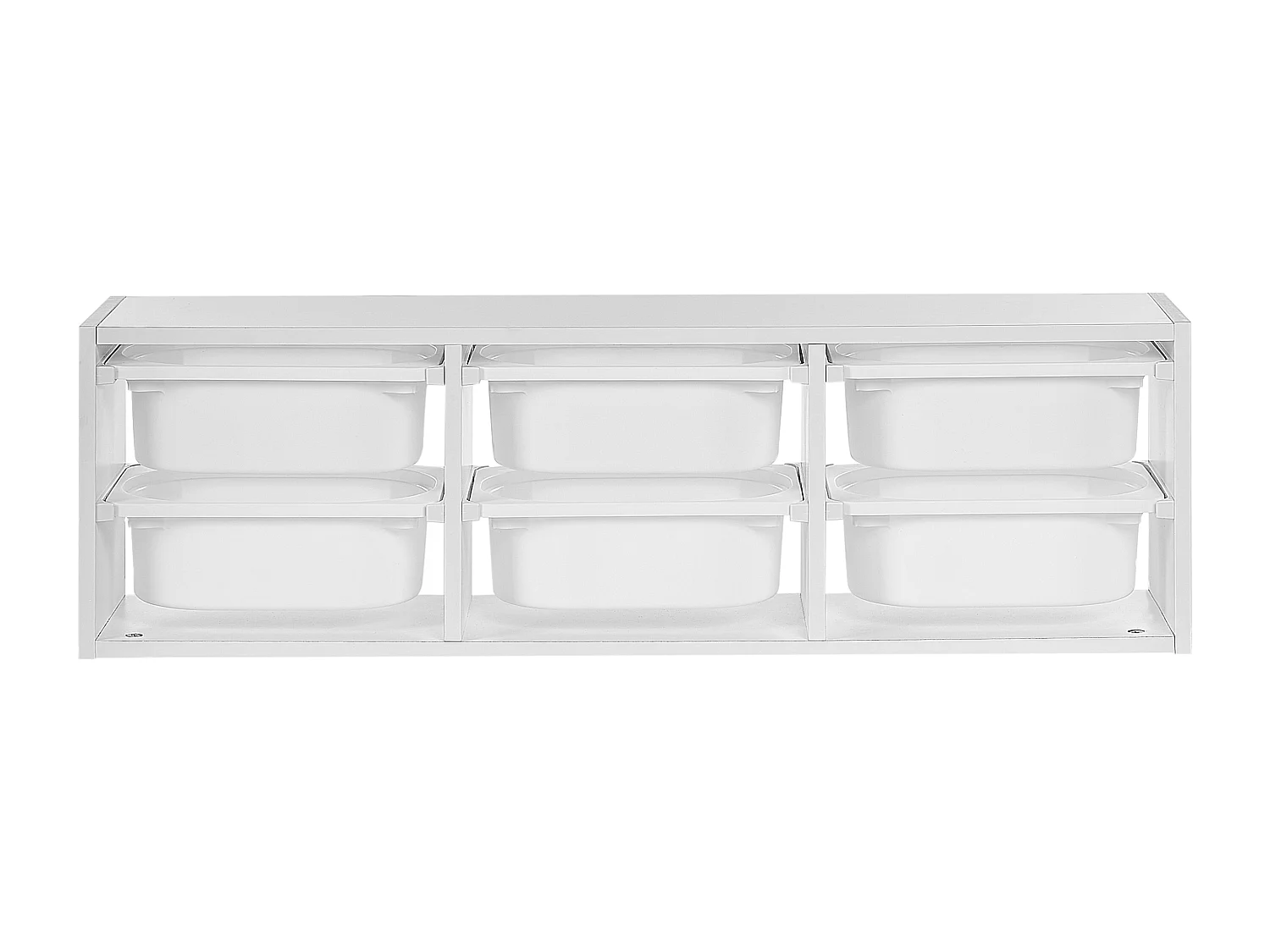 Originelles Wandregal mit 6 Boxen und Schubladen Kinderzimmer Spanplatte Kunststoff Weiß Tobin