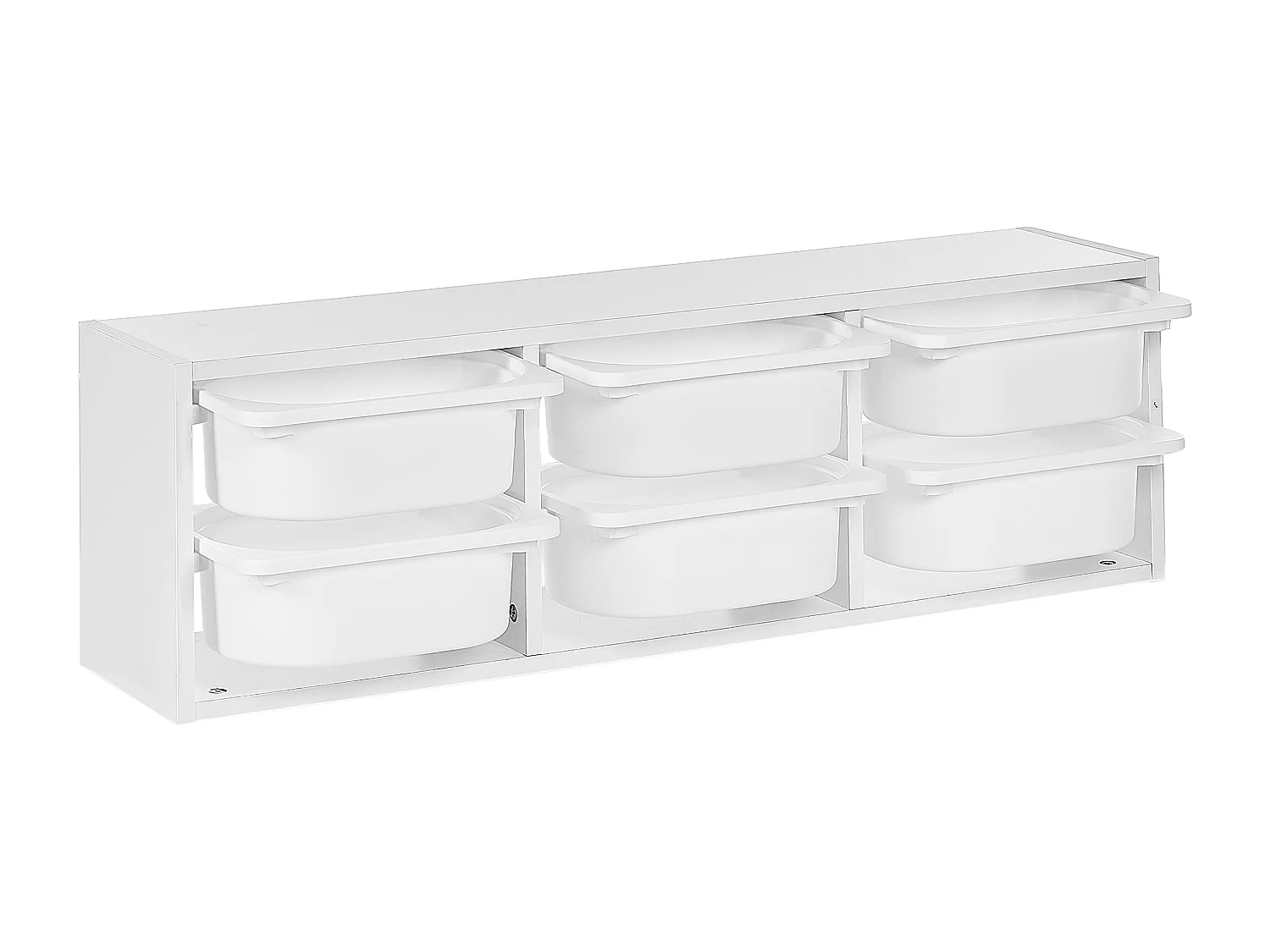 Originelles Wandregal mit 6 Boxen und Schubladen Kinderzimmer Spanplatte Kunststoff Weiß Tobin