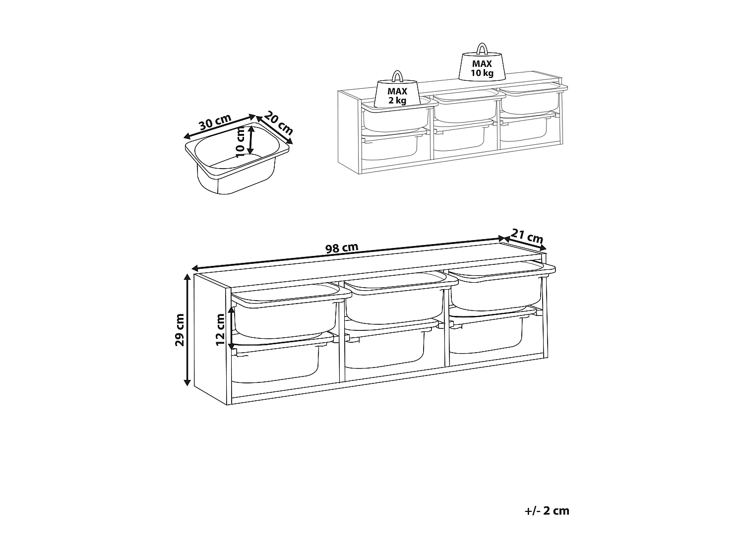 Scaffale a parete con scatole portaoggetti TOBIN Derivati del legno Bianco
