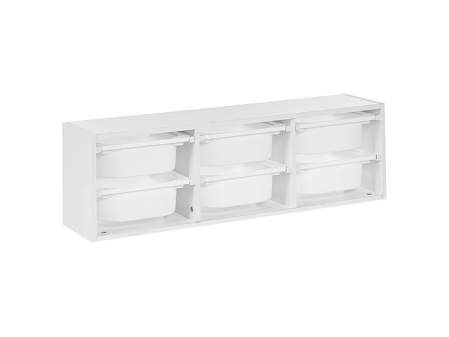 Originelles Wandregal mit 6 Boxen und Schubladen Kinderzimmer Spanplatte Kunststoff Weiß Tobin