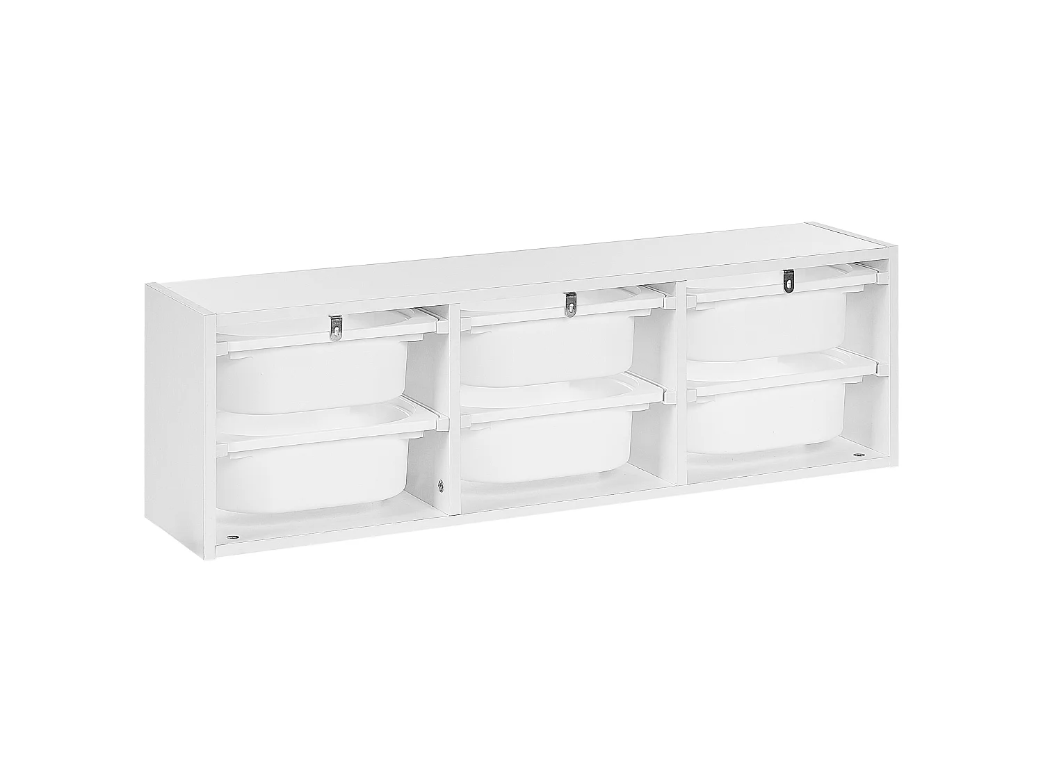Originelles Wandregal mit 6 Boxen und Schubladen Kinderzimmer Spanplatte Kunststoff Weiß Tobin