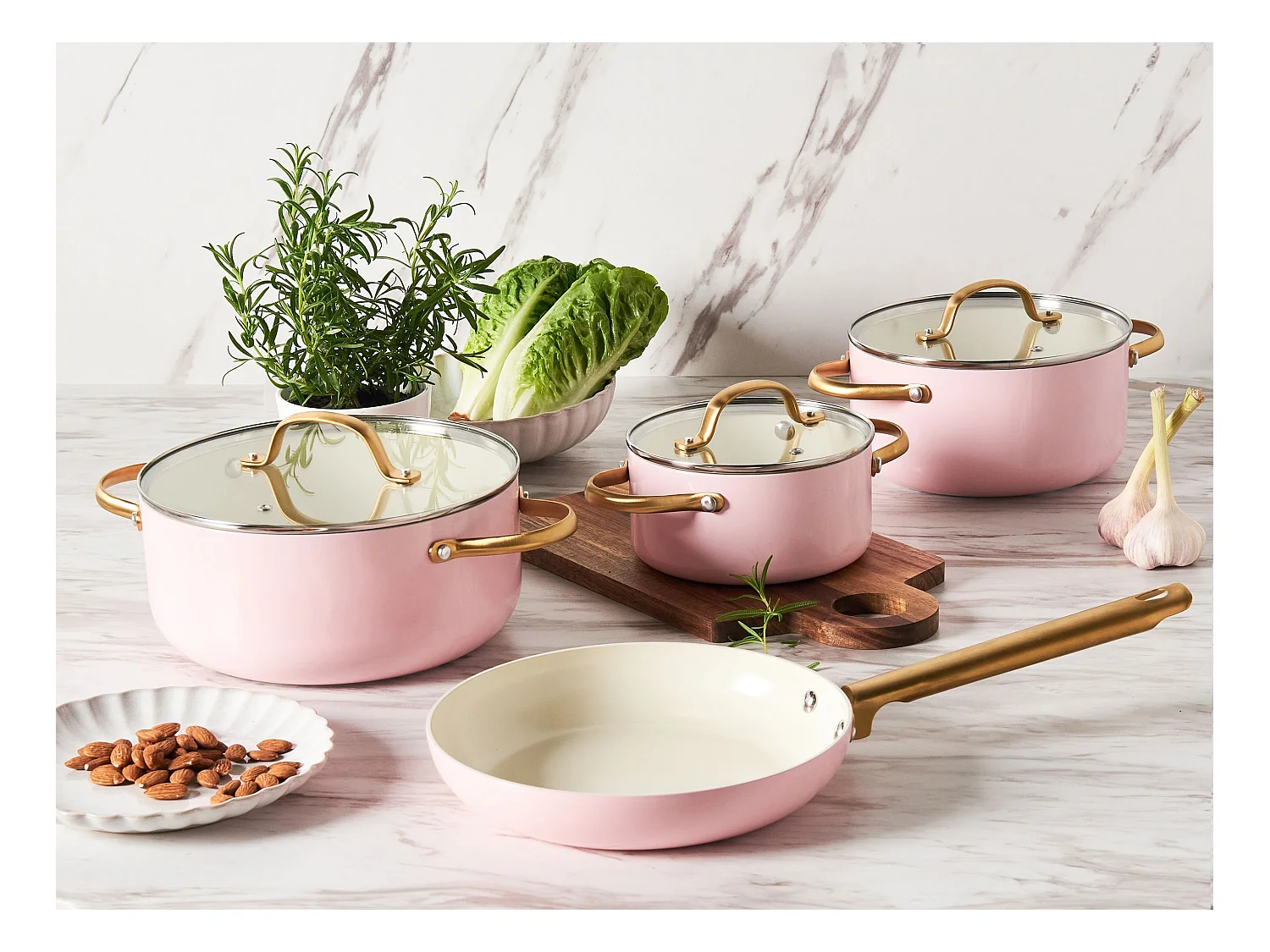 Ensemble de 7 poêles ELITE PRO Rose pastel