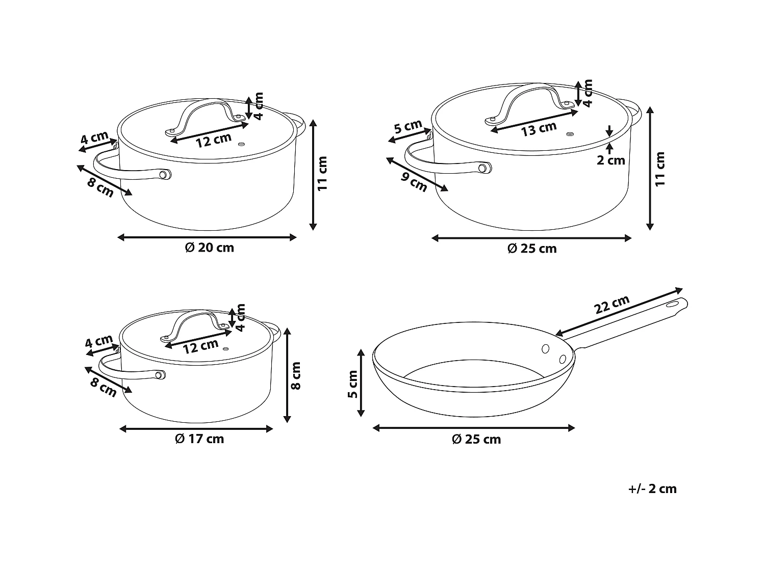 Ensemble de 7 poêles ELITE PRO Rose pastel