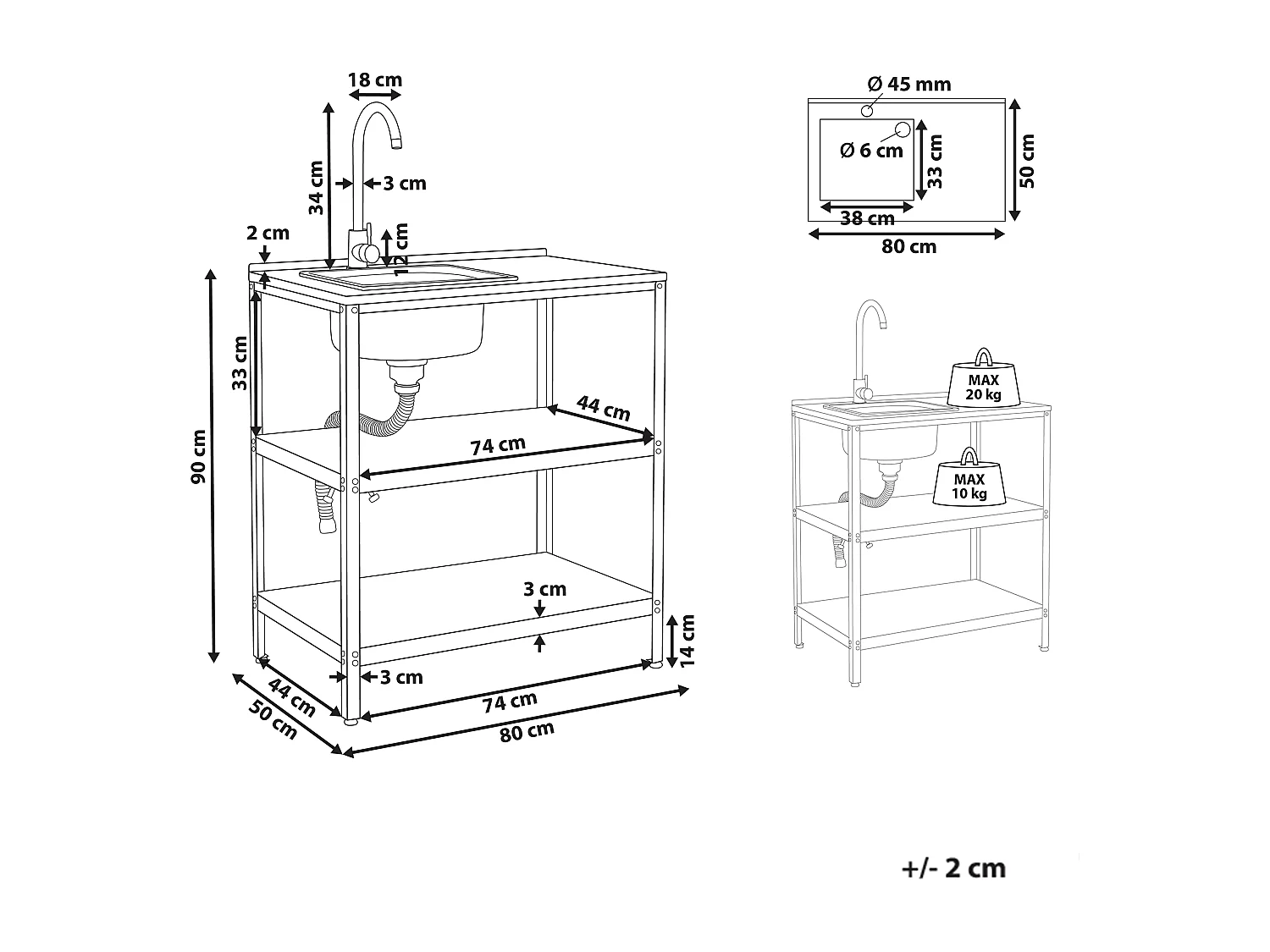Ilot de cuisine extérieure avec évier VILAMA Blanc