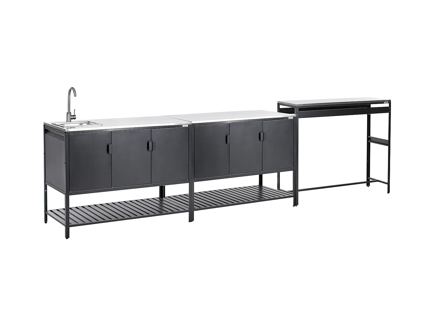 3 częściowa kuchnia ogrodowa ze zlewem MAENZA Metal Czarny