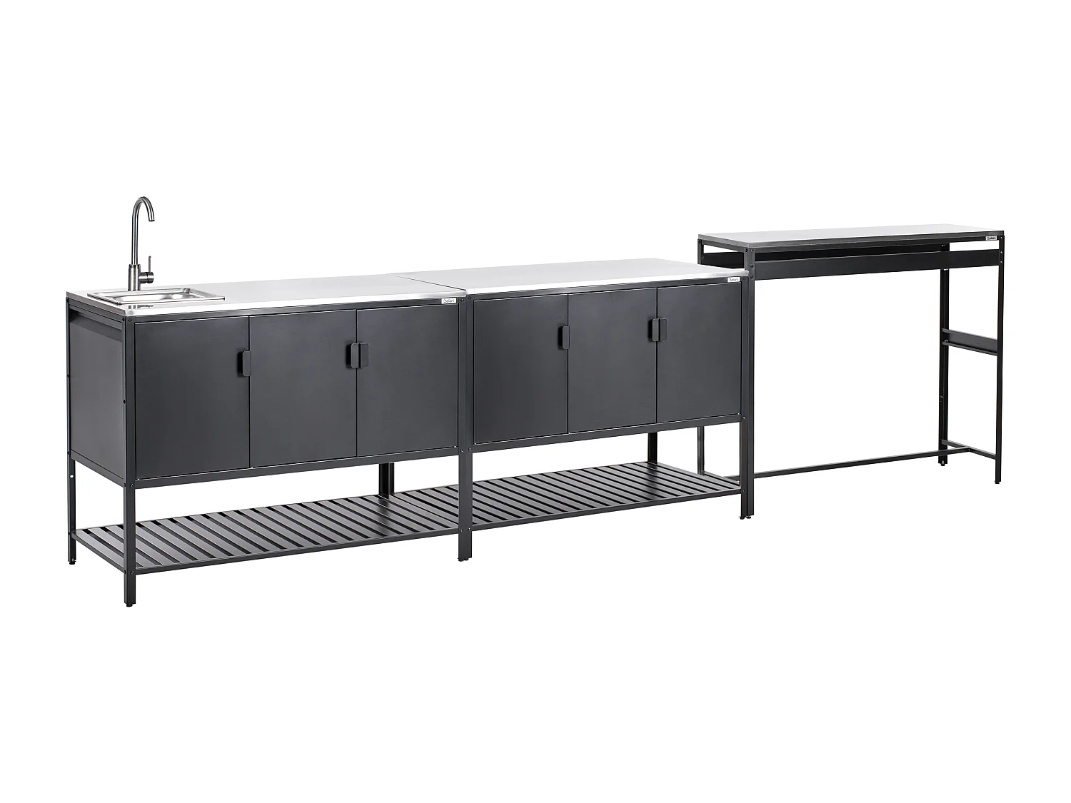 Cuisine d'extérieur 3 pièces avec évier MAENZA Métal Noir