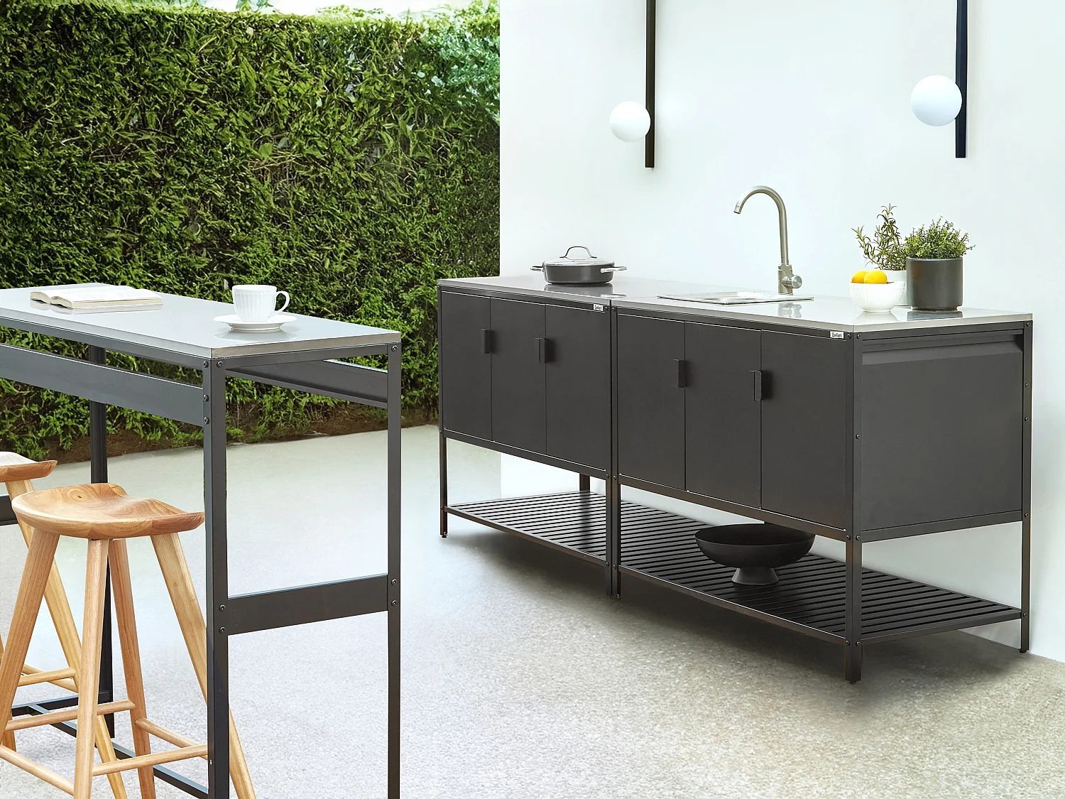 Cuisine d'extérieur 3 pièces avec évier MAENZA Métal Noir