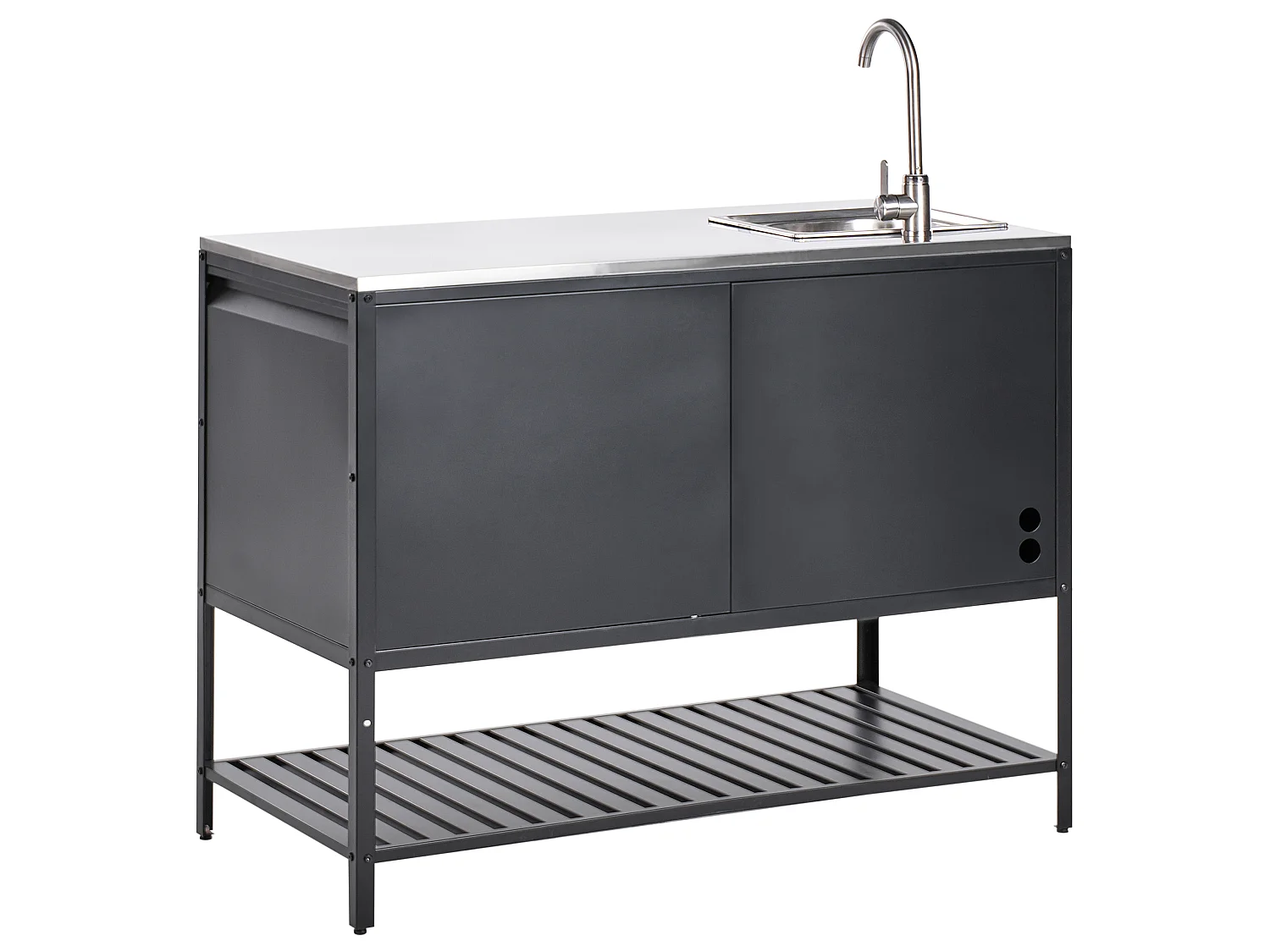 Outdoor-Küche 3er Set mit Spüle MAENZA Metall Schwarz