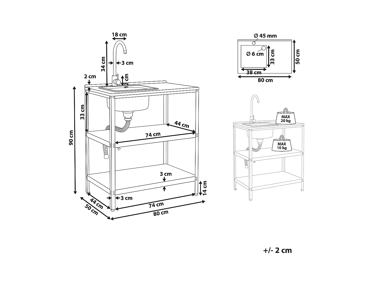 Ilot de cuisine extérieure avec évier VILAMA Bleu