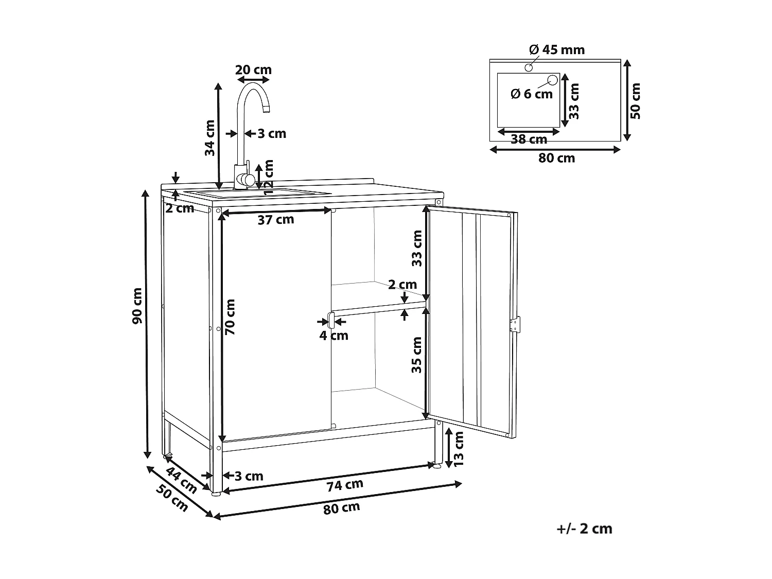 Meuble de cuisine d'extérieur avec évier VILAMA Blanc