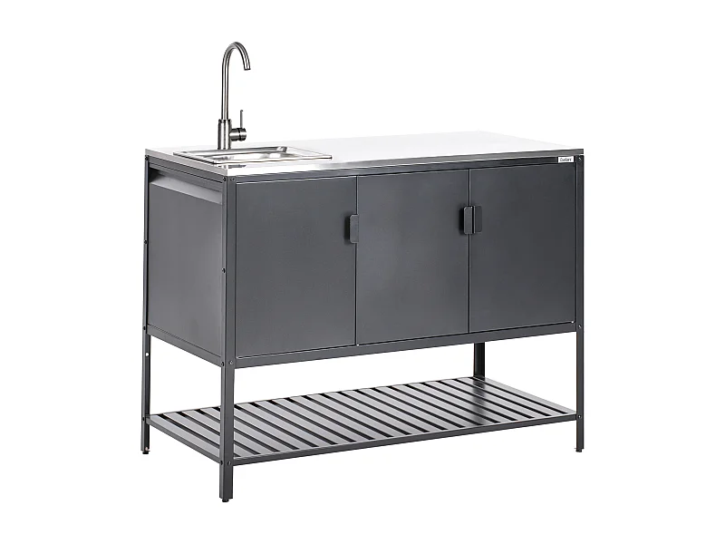 Szafka kuchenna ogrodowa ze zlewem MAENZA Metal Czarny
