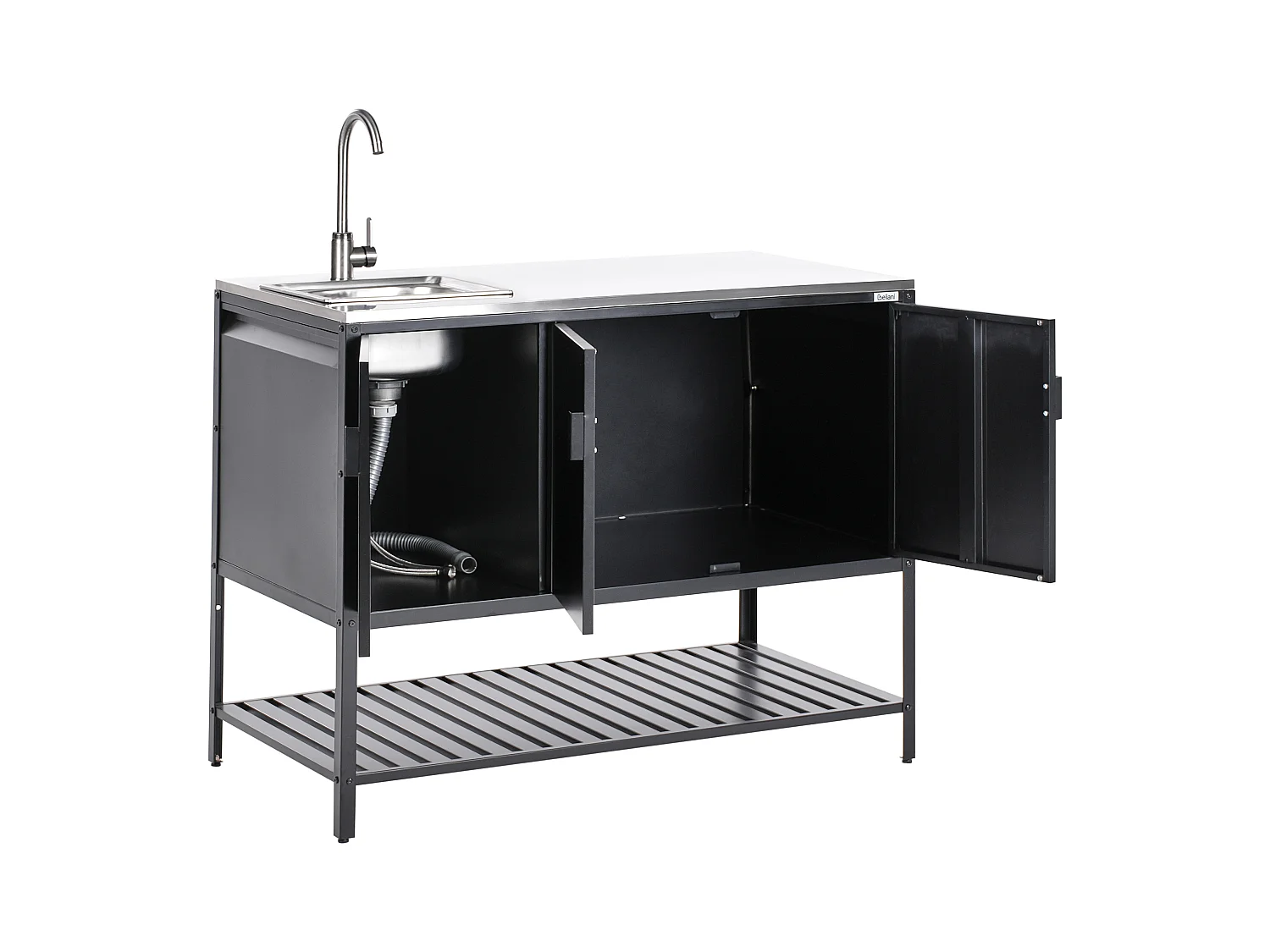 Szafka kuchenna ogrodowa ze zlewem MAENZA Metal Czarny