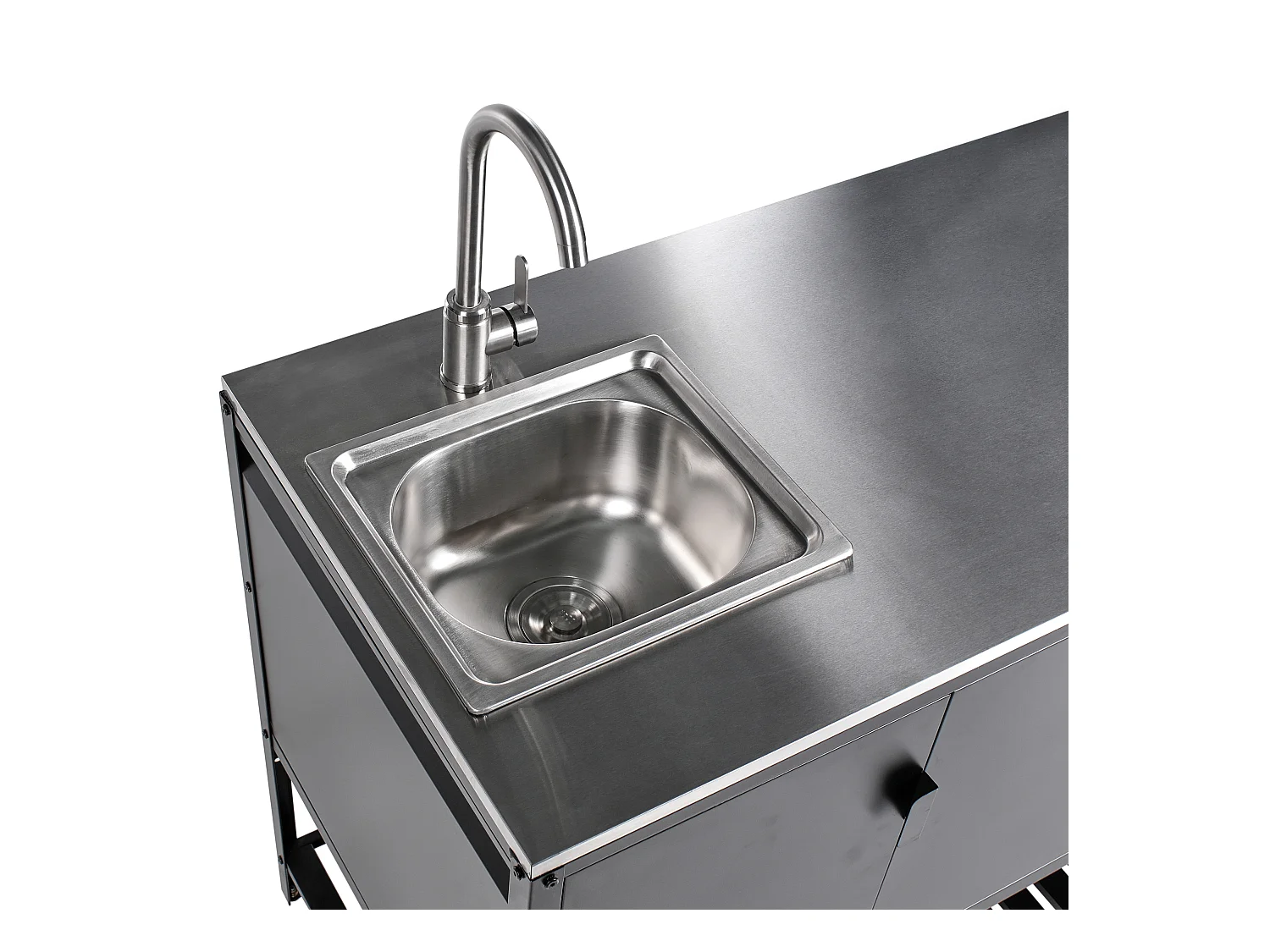 Szafka kuchenna ogrodowa ze zlewem MAENZA Metal Czarny