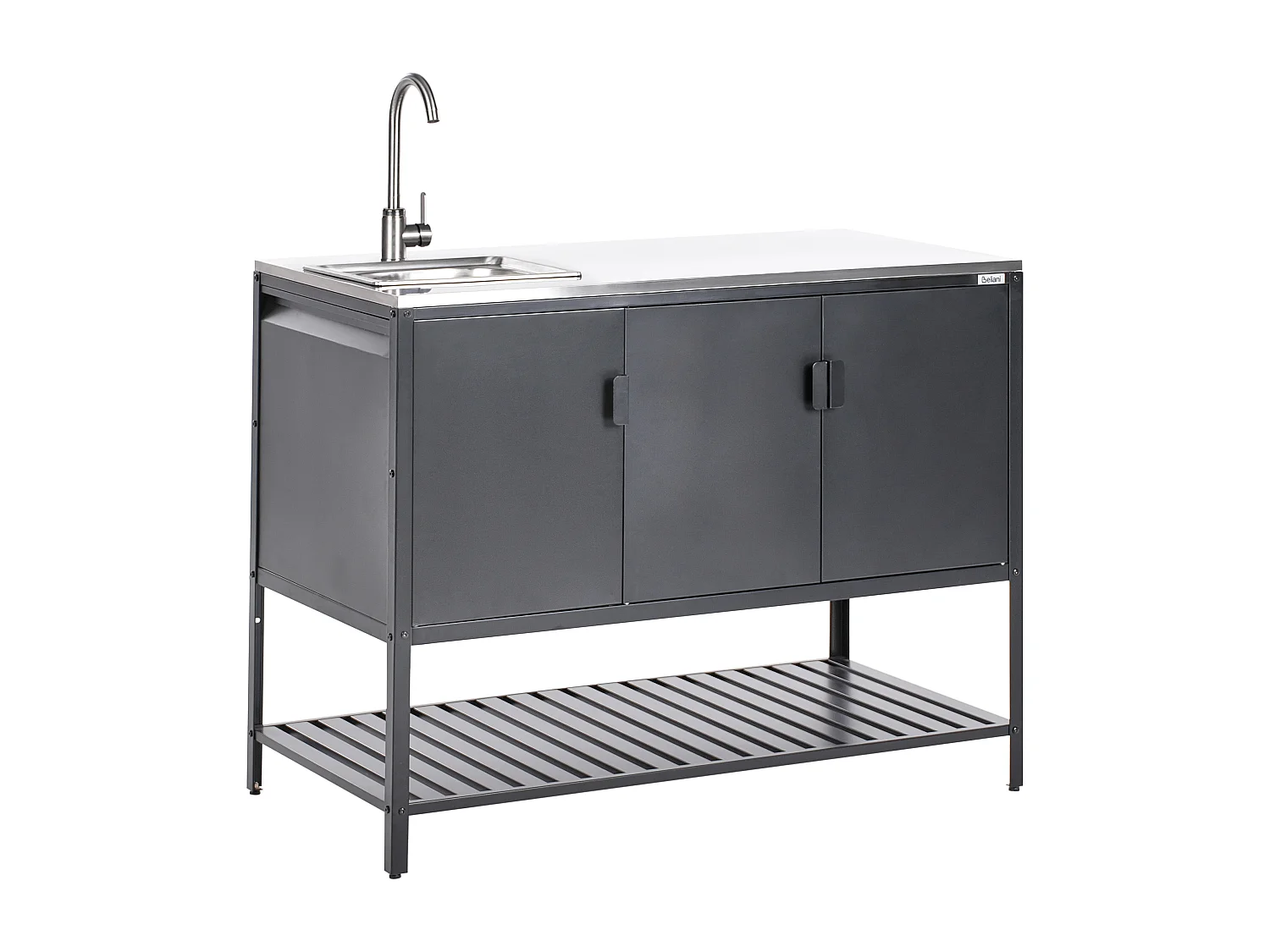 Meuble de cuisine d'extérieur avec évier MAENZA Métal Noir