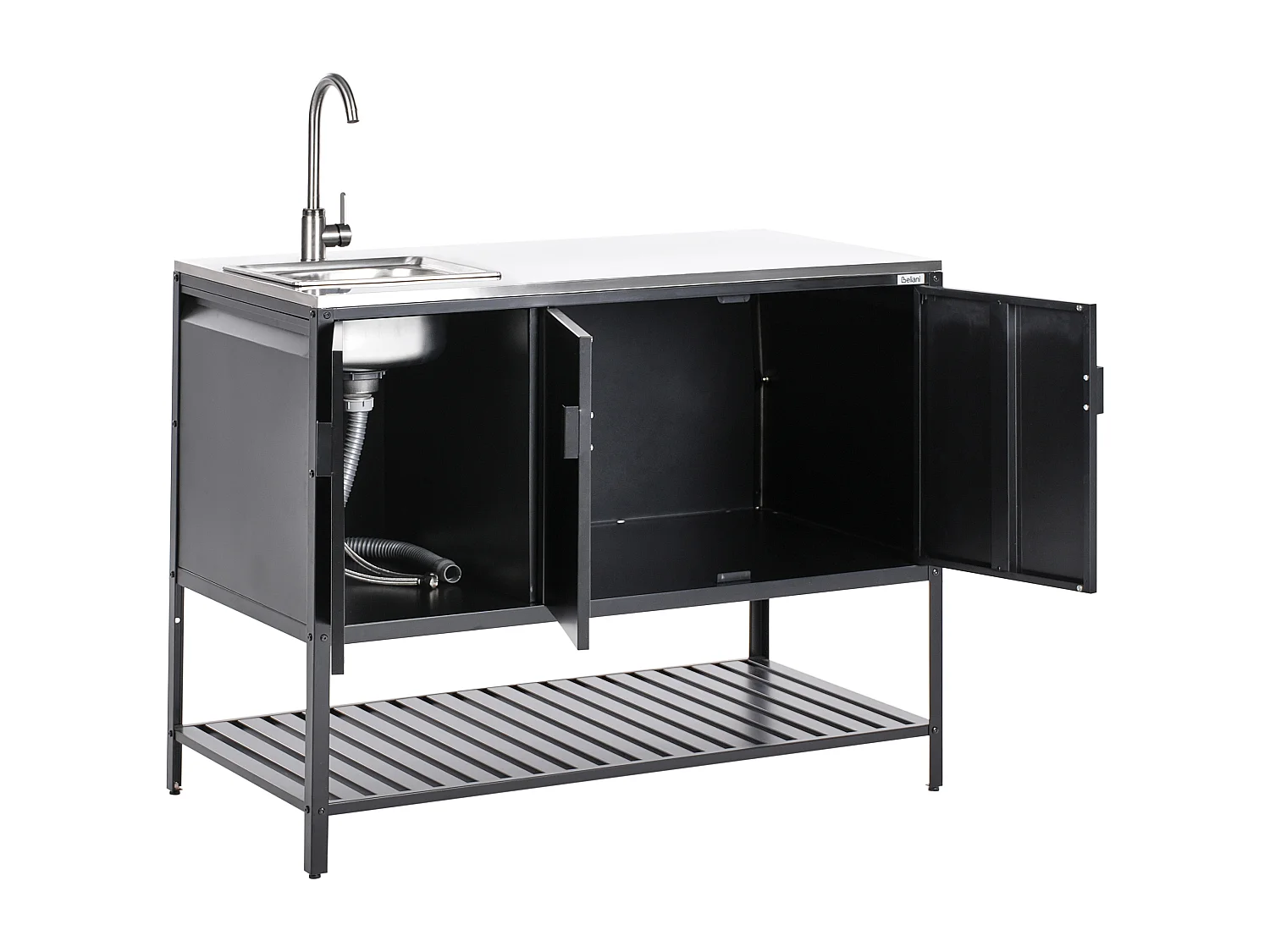 Meuble de cuisine d'extérieur avec évier MAENZA Métal Noir