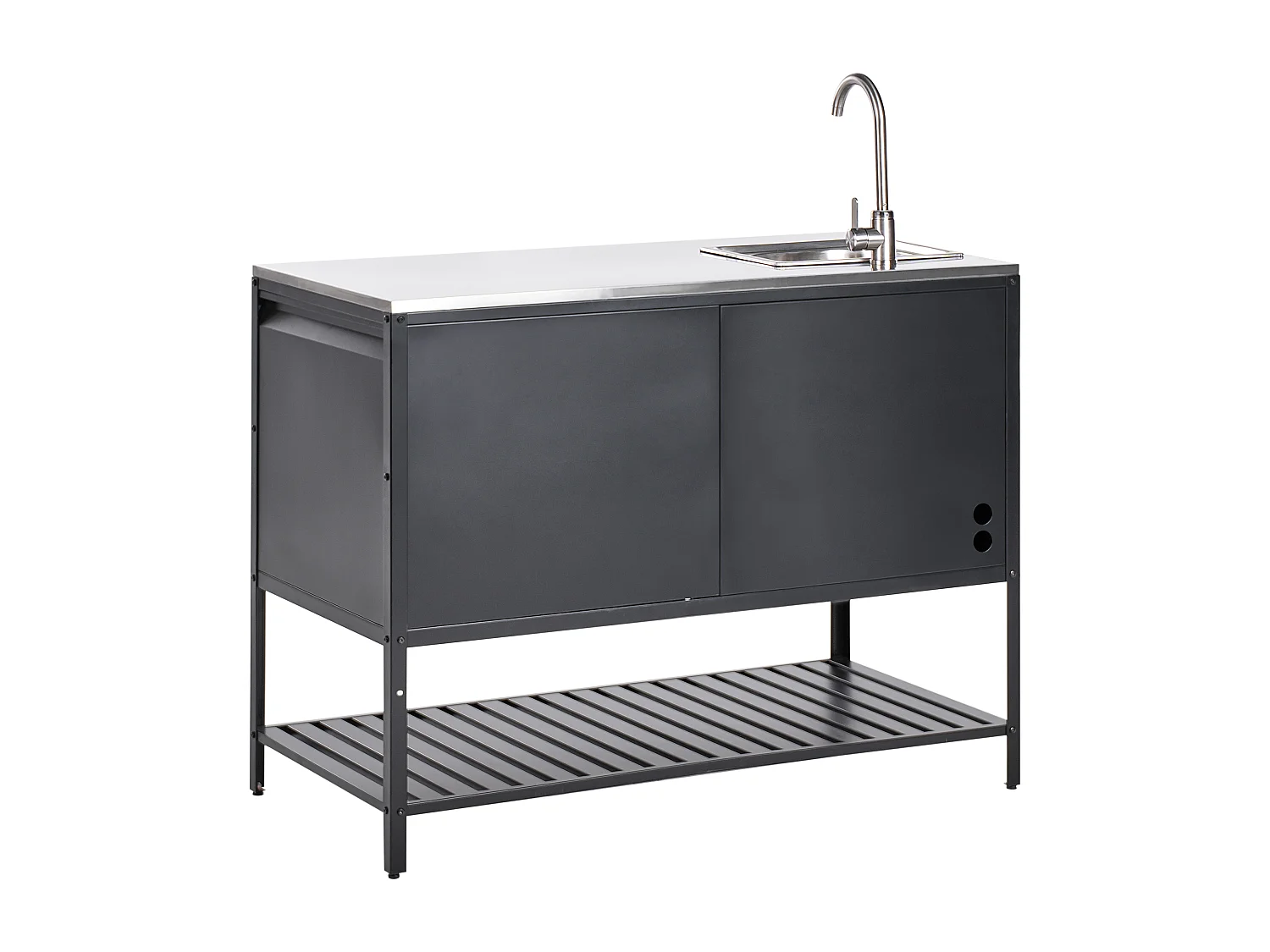 Meuble de cuisine d'extérieur avec évier MAENZA Métal Noir