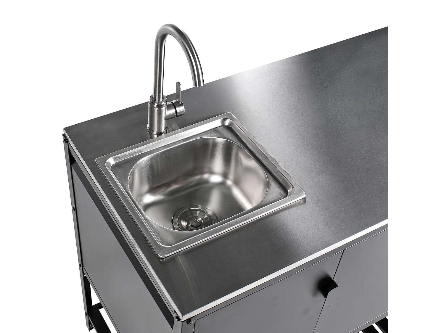 Meuble de cuisine d'extérieur avec évier MAENZA Métal Noir