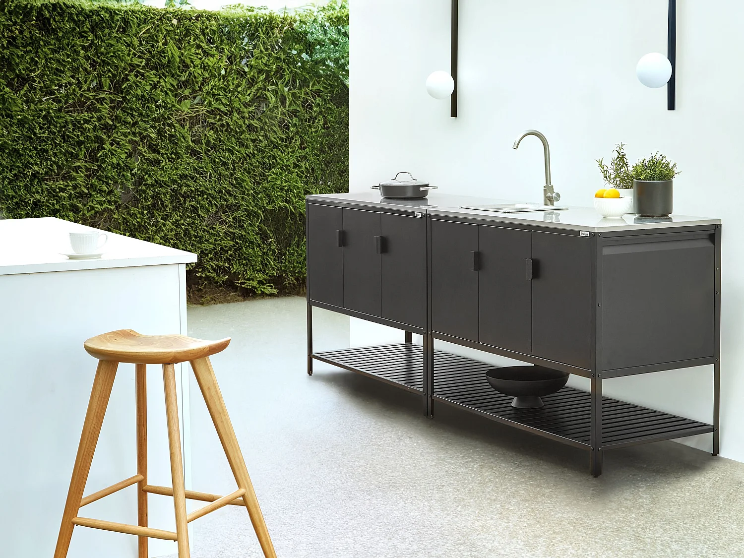 Cuisine d'extérieur 2 pièces avec évier MAENZA Métal Noir