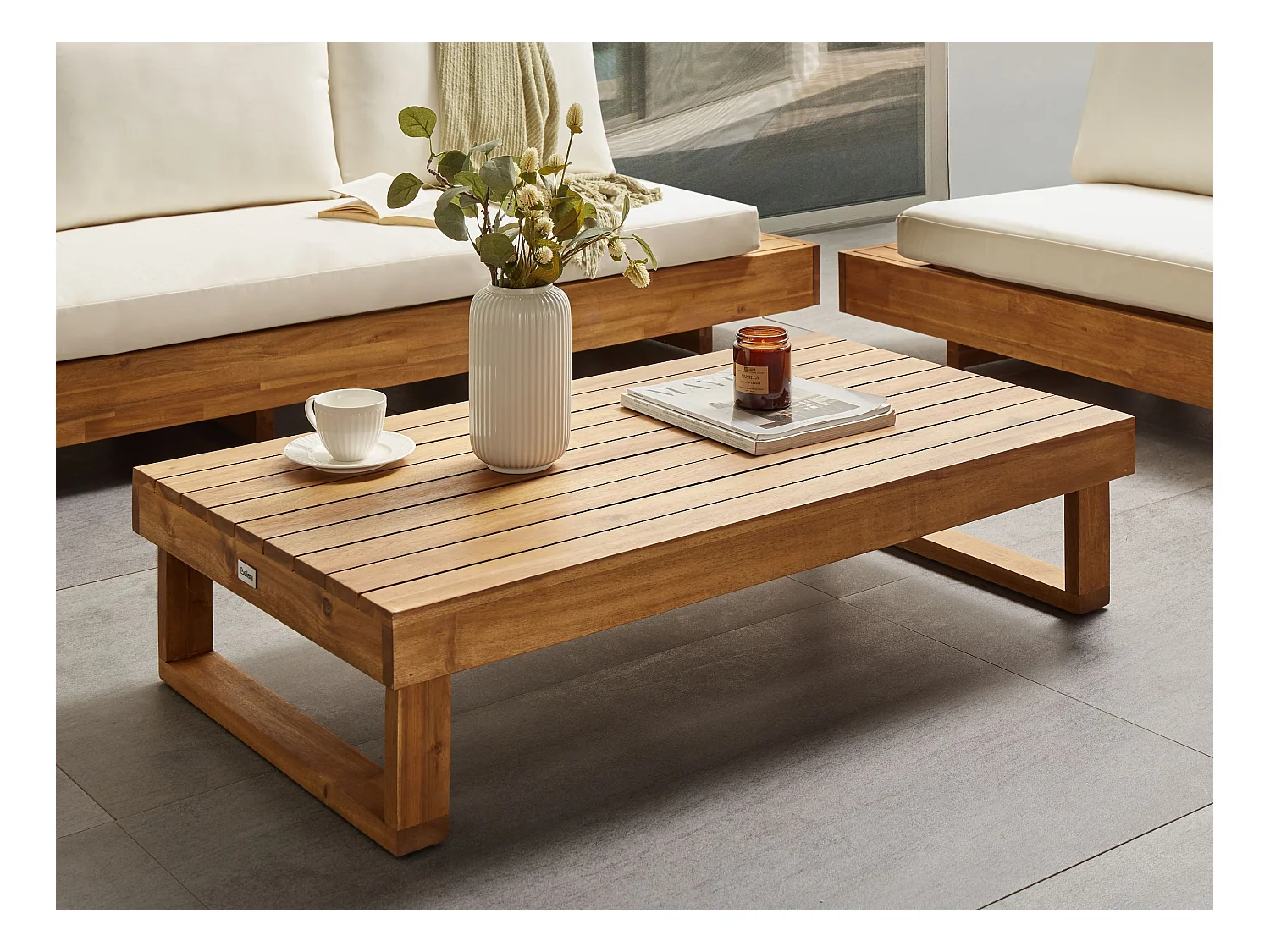 Table basse de jardin MARETTIMO 60 cm 110 cm Bois d'acacia certifié Marron