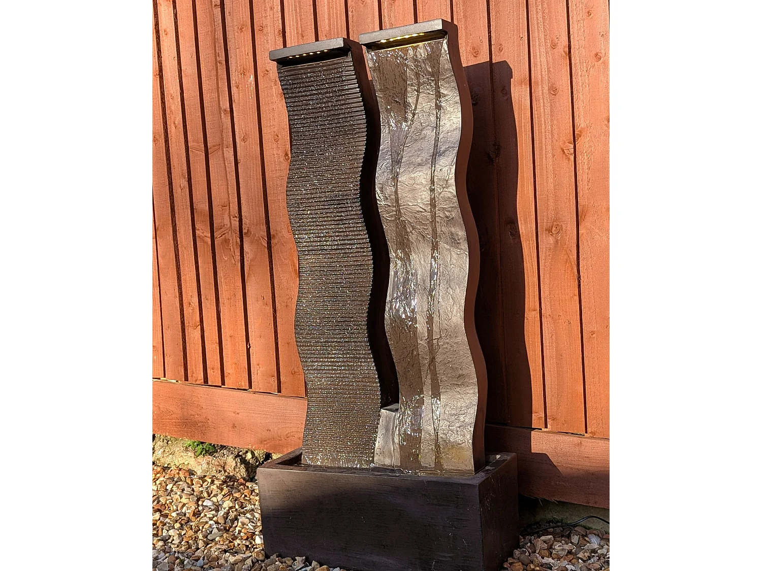 Garden Water Feature with LED Brown SUNLINE