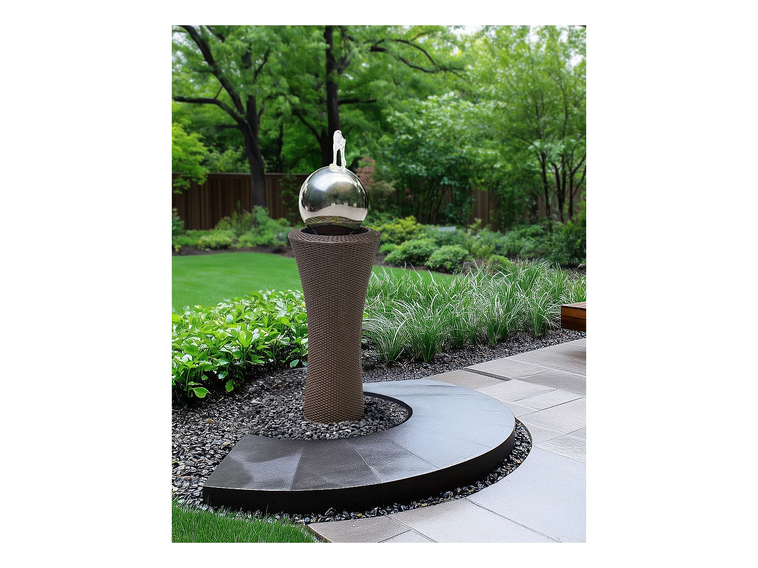 Fontaine de jardin ZENYATTA LED Marron