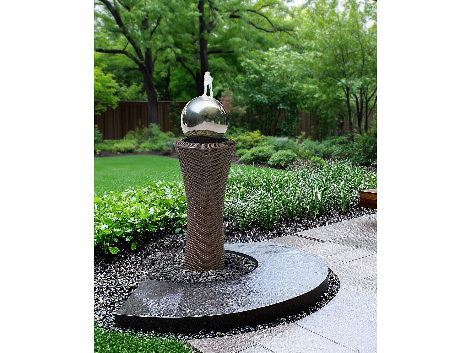 Fontaine de jardin ZENYATTA LED Marron
