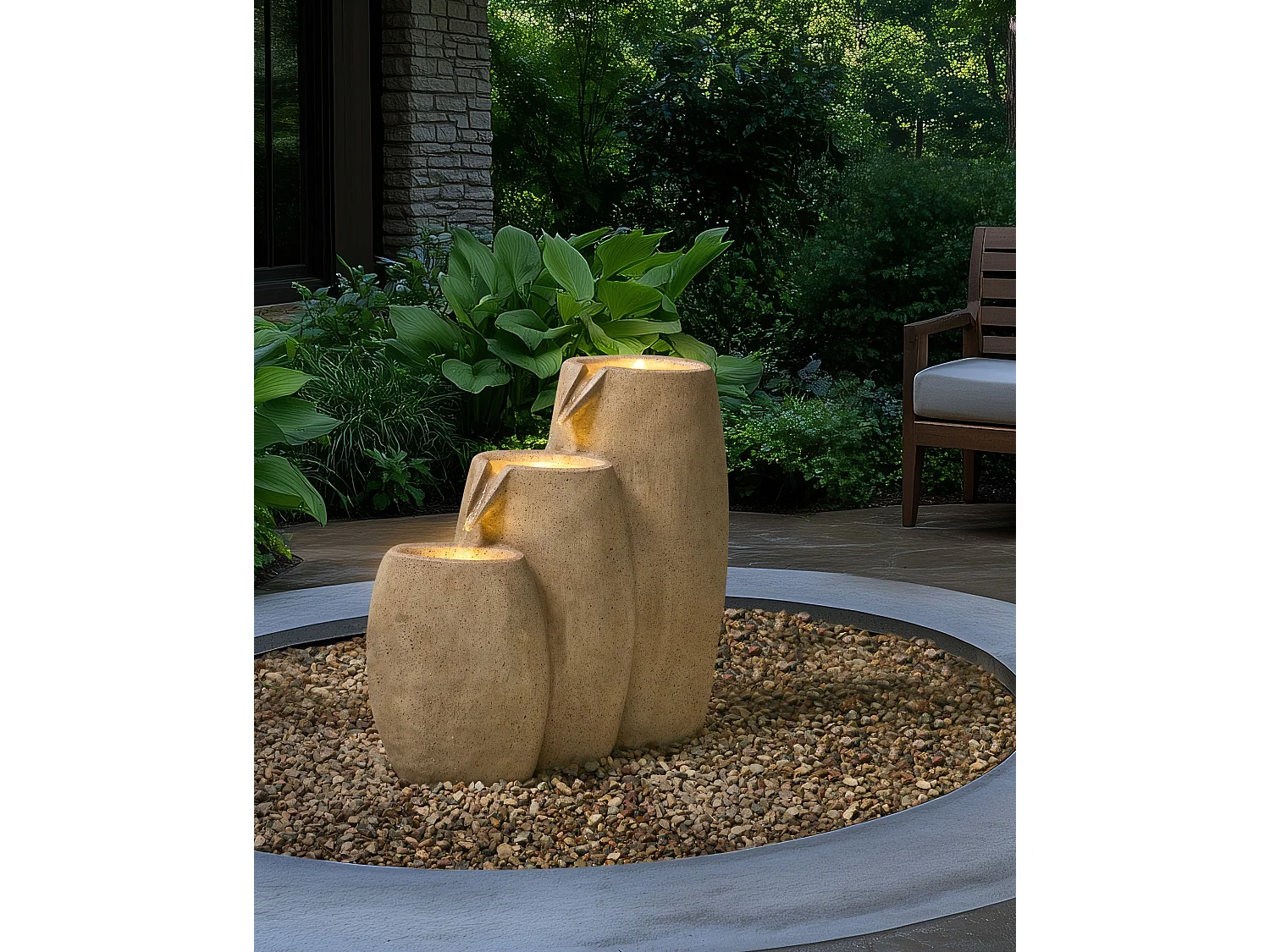 Fontaine de jardin ARKLE LED Beige